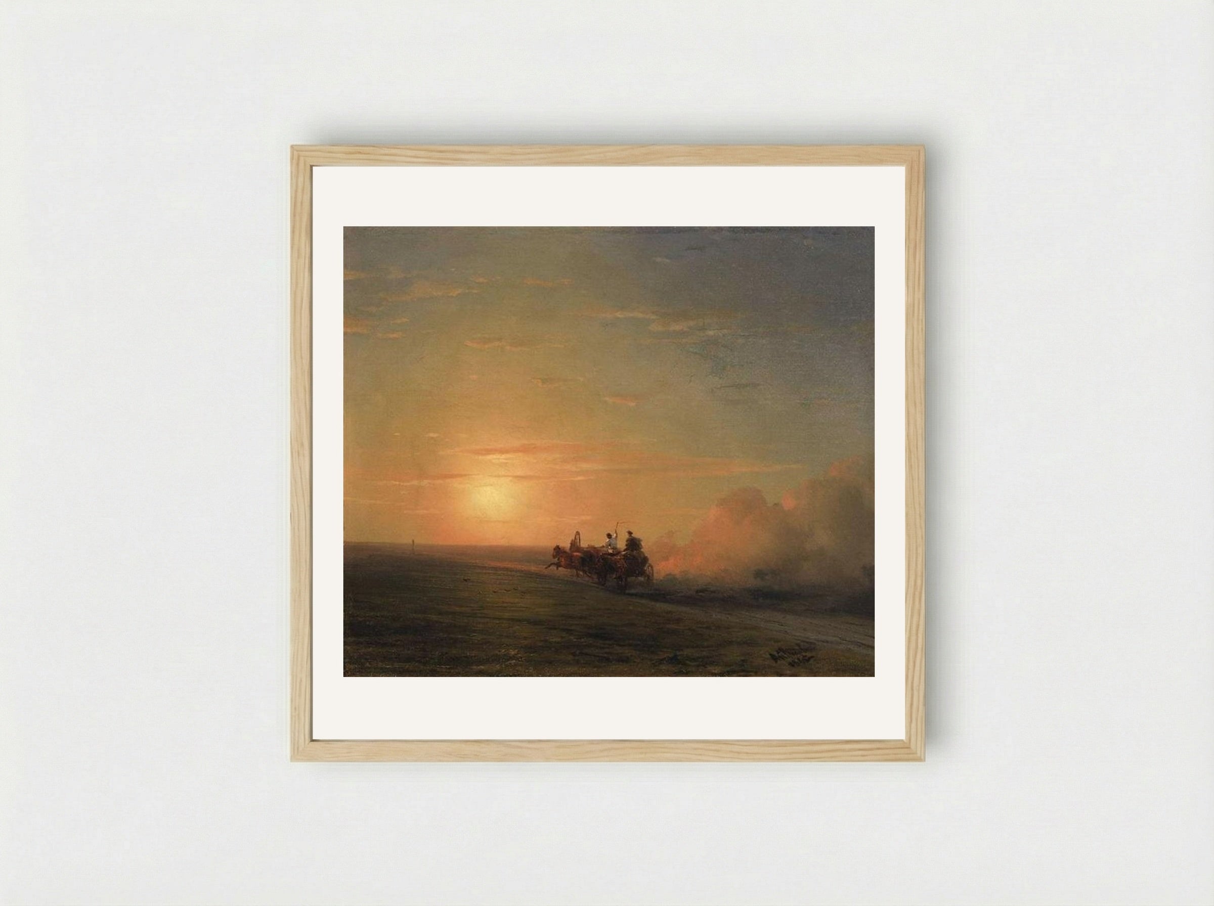 Troika in the Steppe - Ivan Aivazovsky - Framed Print Wood