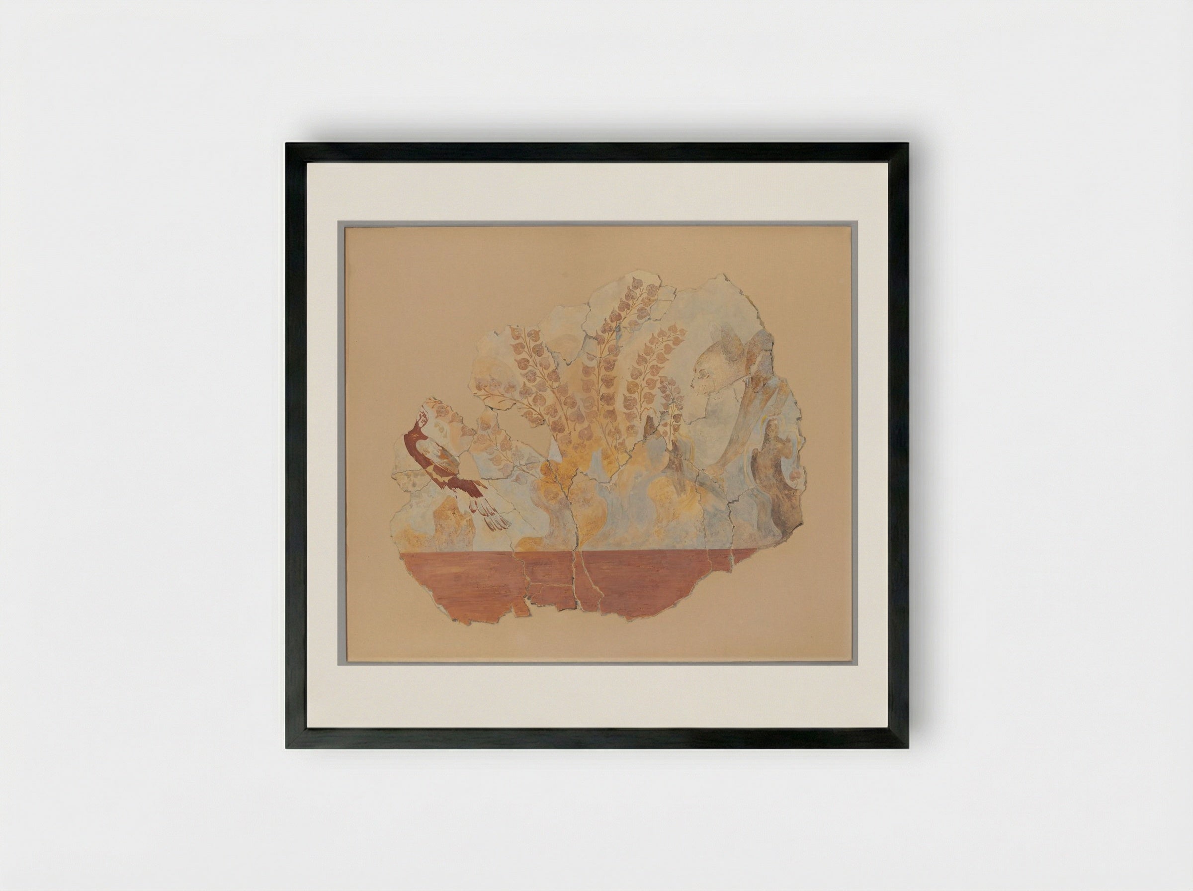 Cat Hunting a Pheasant - Fine Art Print - Framed Print Black