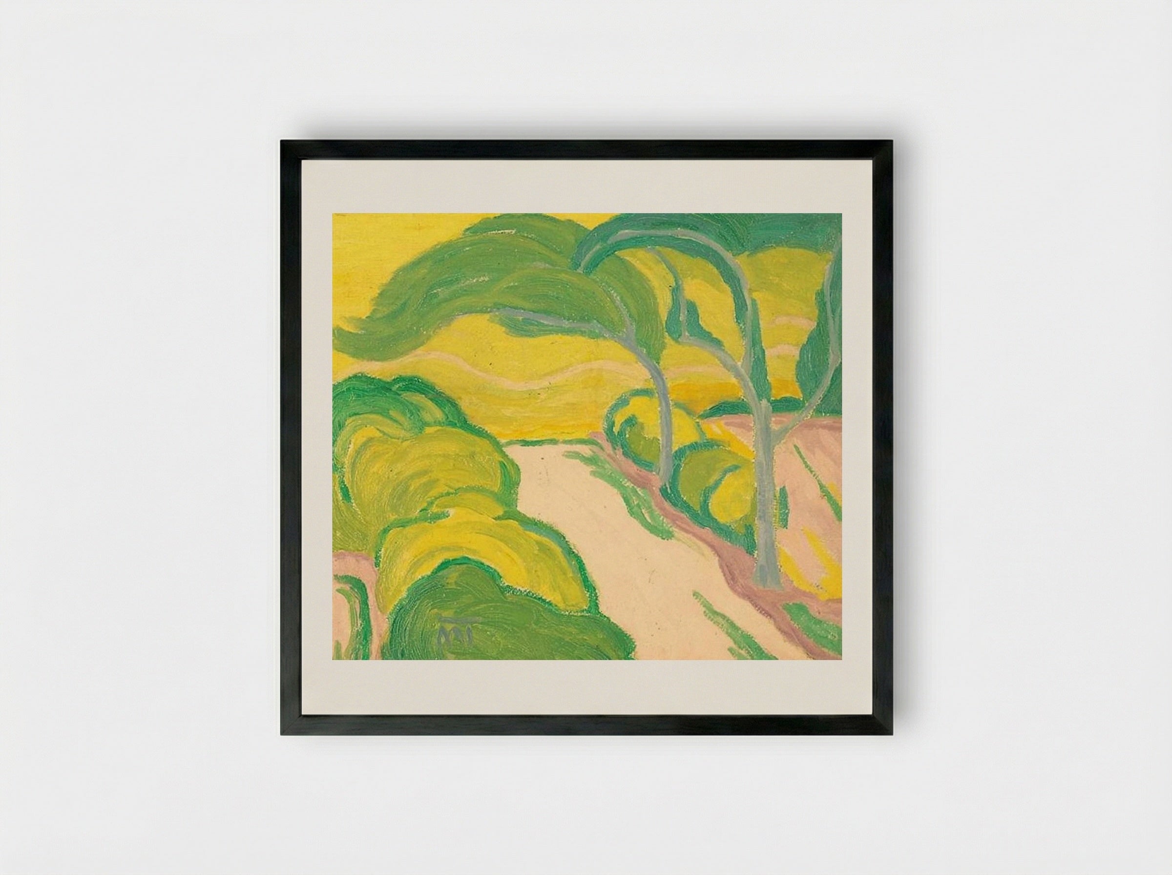 Landscape with Road - János Mattis-Teutsch - Framed Print Black