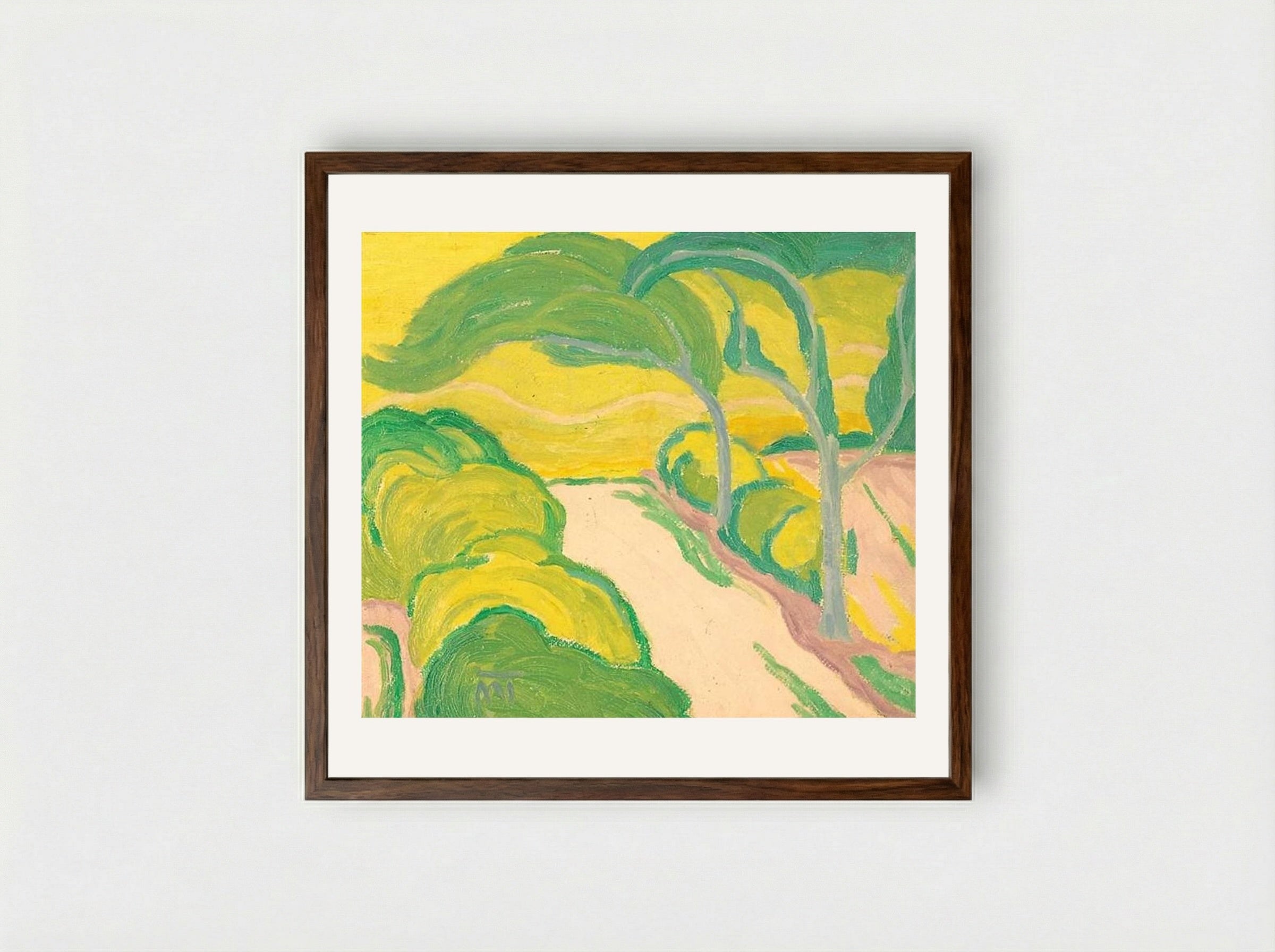 Landscape with Road - János Mattis-Teutsch - Framed Print Dark Wood