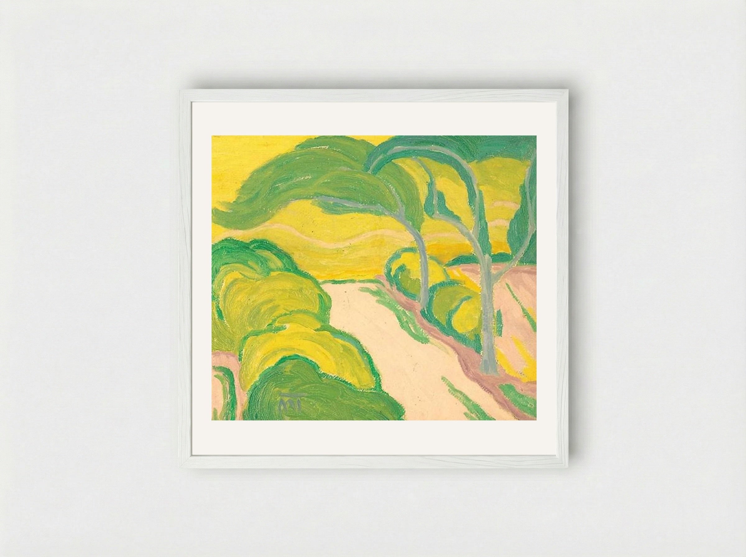 Landscape with Road - János Mattis-Teutsch - Framed Print White
