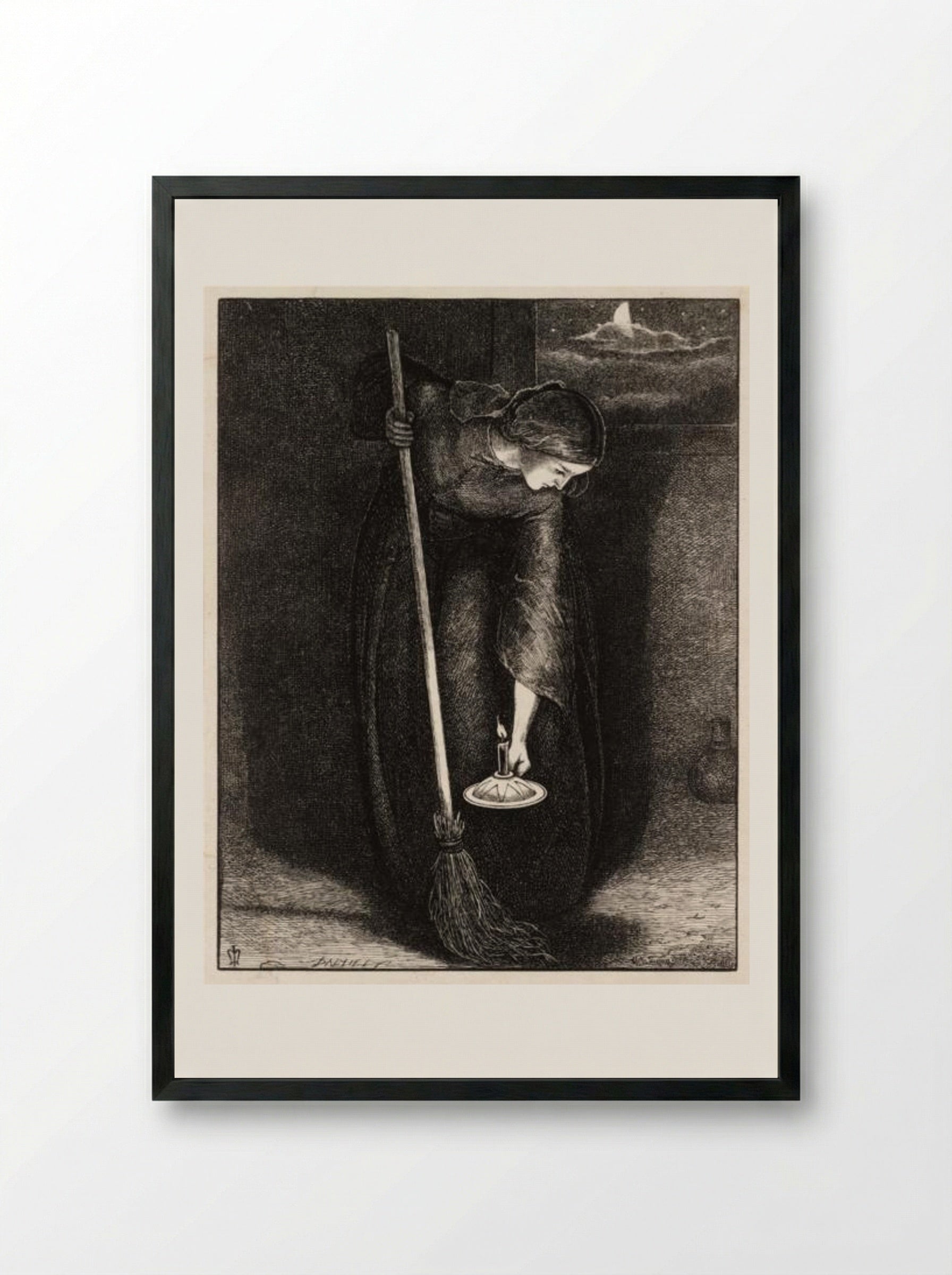 The Lost Piece of Silver - John Everett Millais - Framed Print Black