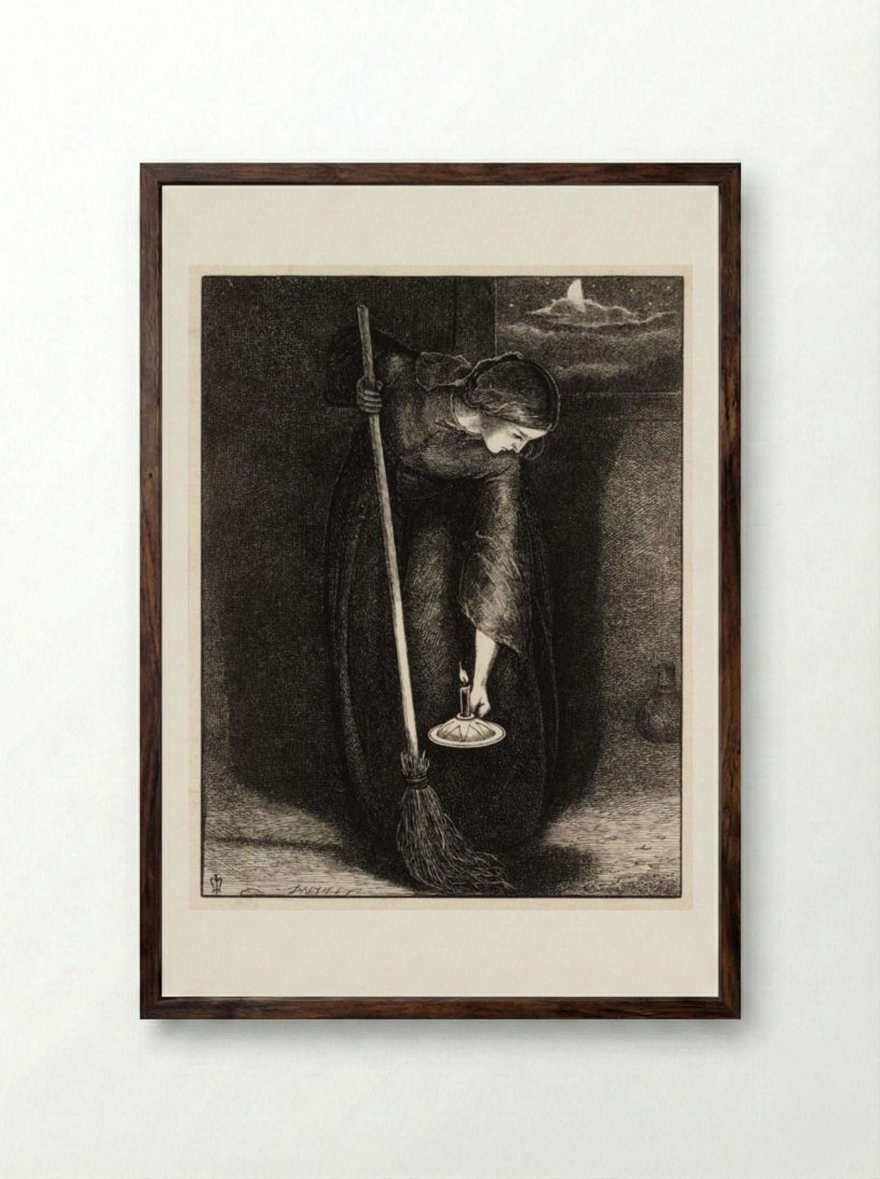 The Lost Piece of Silver - John Everett Millais - Framed Print Dark Wood
