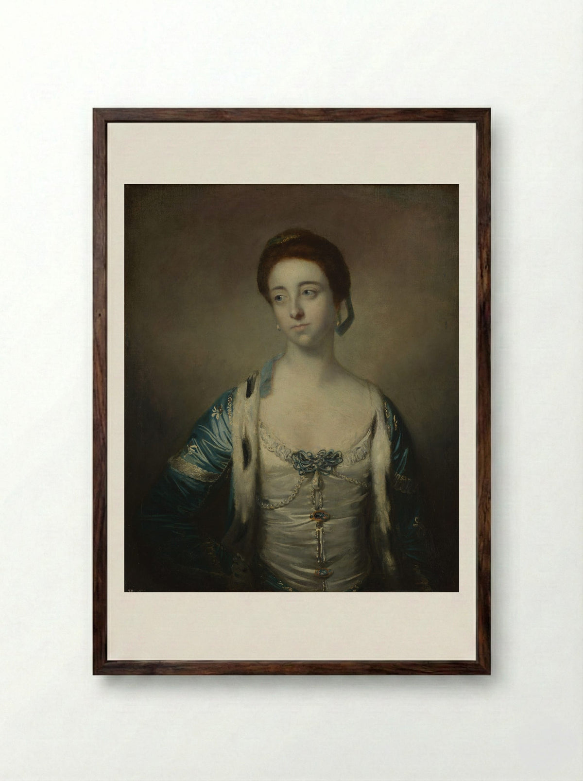 Mrs. Robert Brudenell - Sir Joshua Reynolds - Framed Print Dark Wood