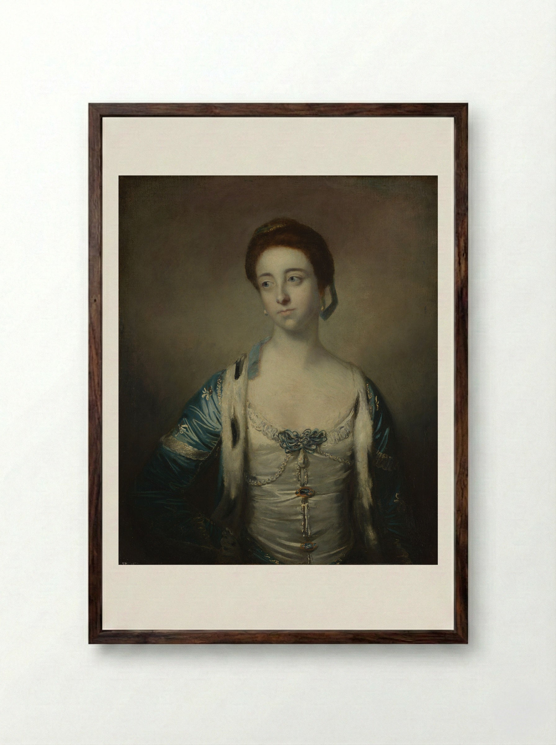 Mrs. Robert Brudenell - Sir Joshua Reynolds - Framed Print Dark Wood