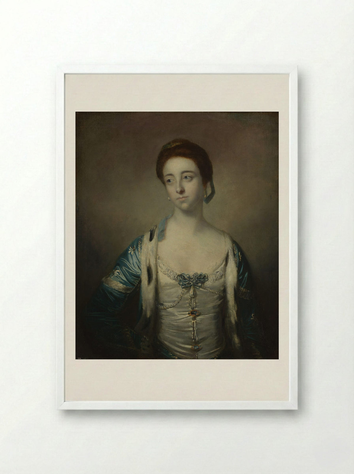 Mrs. Robert Brudenell - Sir Joshua Reynolds - Framed Print White