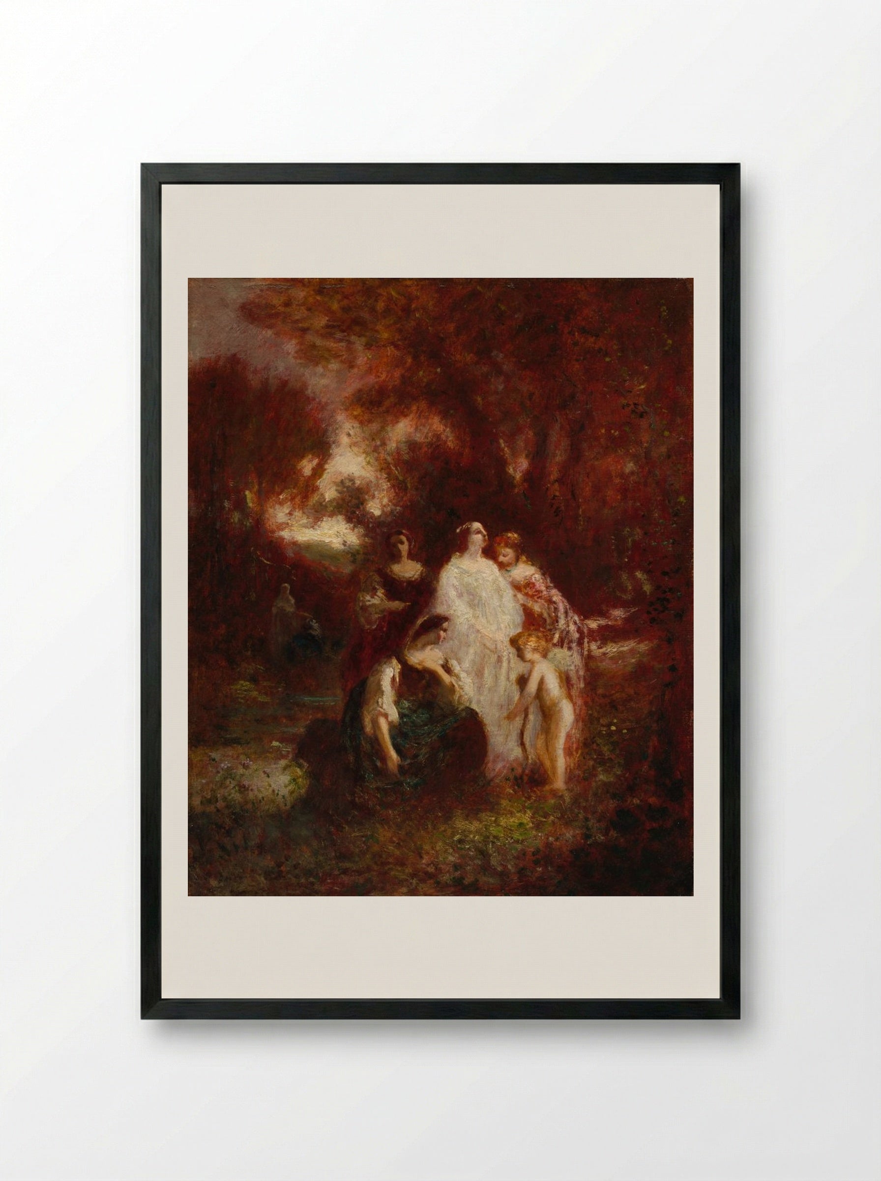 Figures in the Woods - Adolphe Monticelli - Framed Print Black