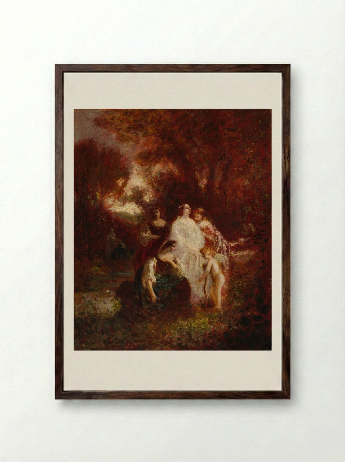 Figures in the Woods - Adolphe Monticelli - Framed Print Dark Wood
