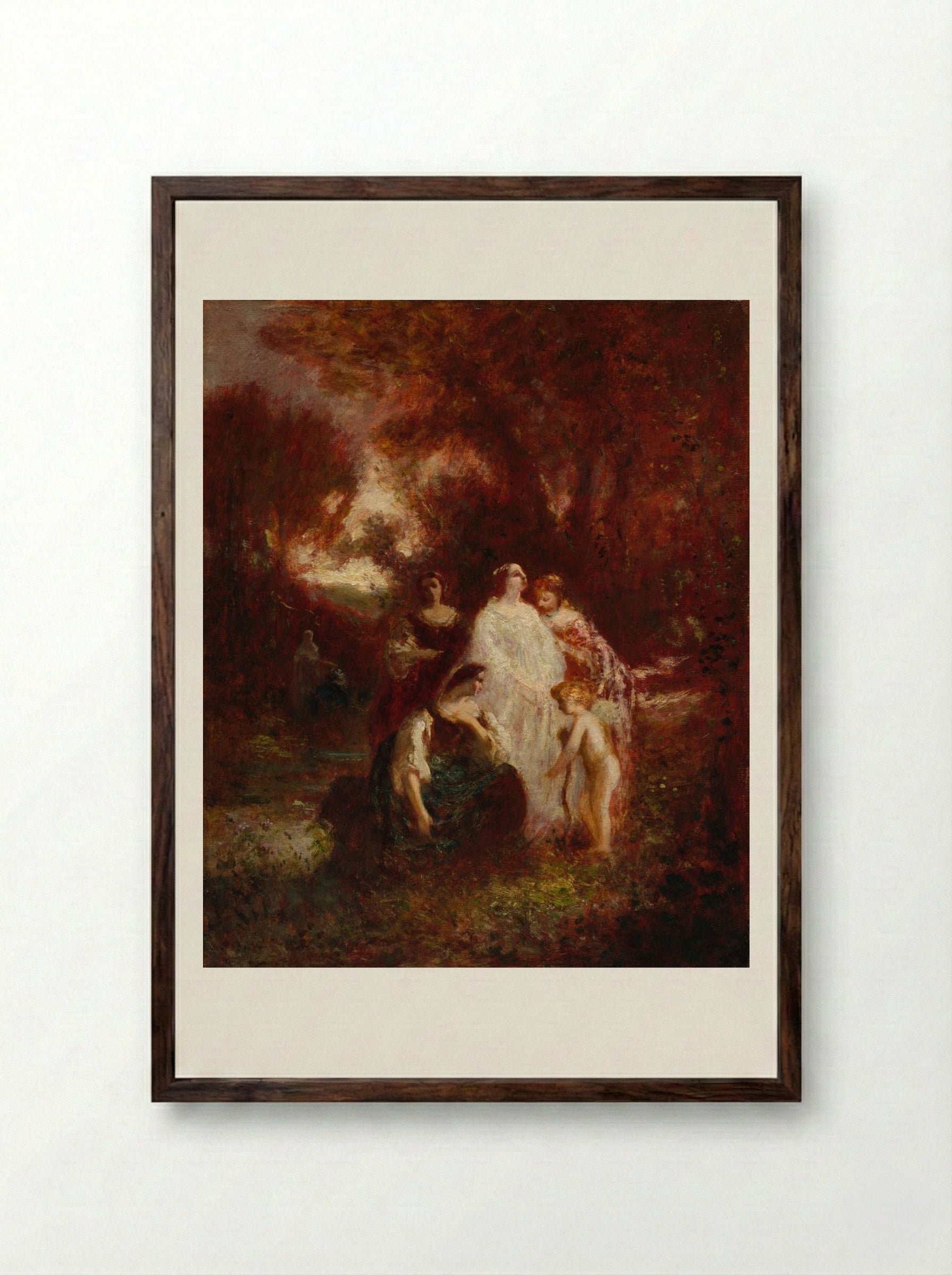 Figures in the Woods - Adolphe Monticelli - Framed Print Dark Wood