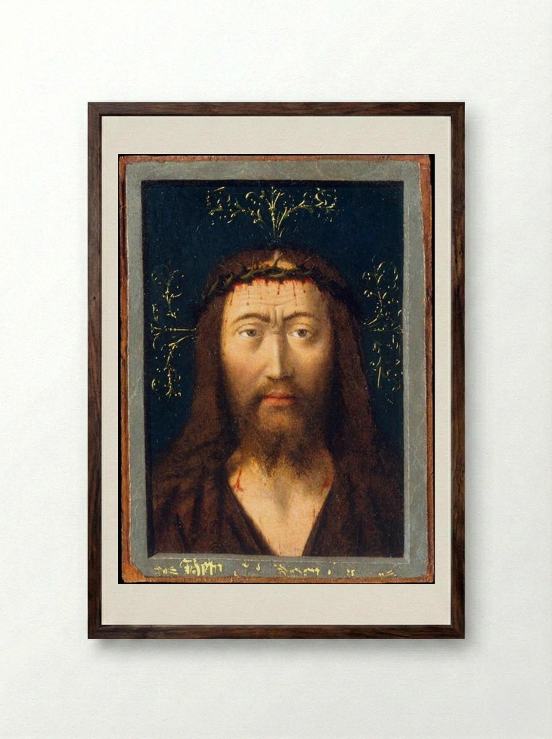 Head of Christ (Ecce Homo) - Petrus Christus - Framed Print Dark Wood
