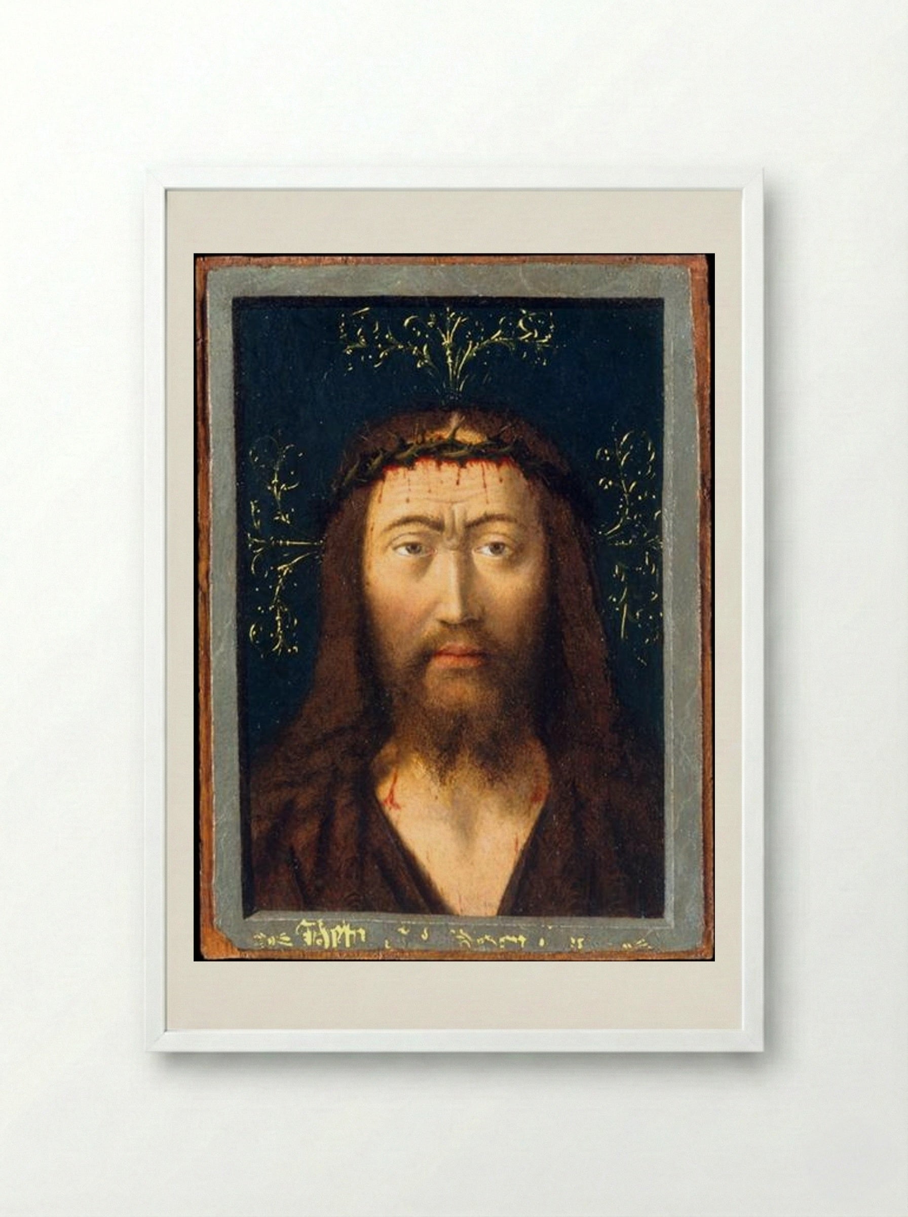 Head of Christ (Ecce Homo) - Petrus Christus - Framed Print White