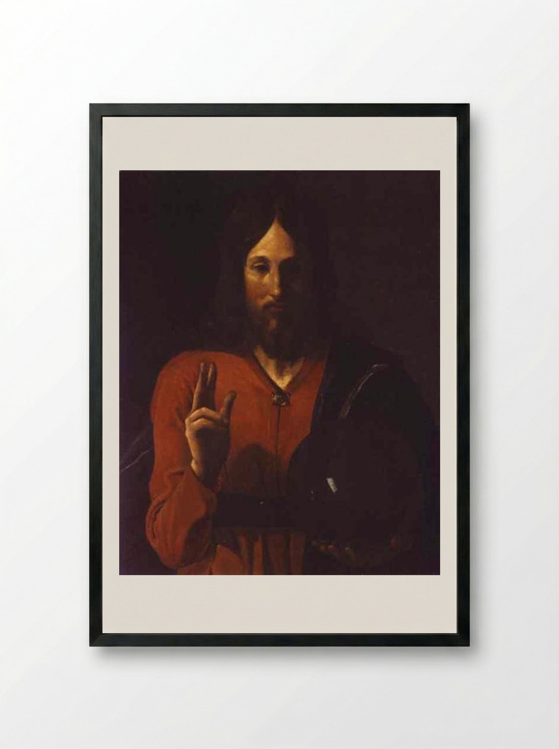 Christ Bénissant - Georges de la Tour - Framed Print Black