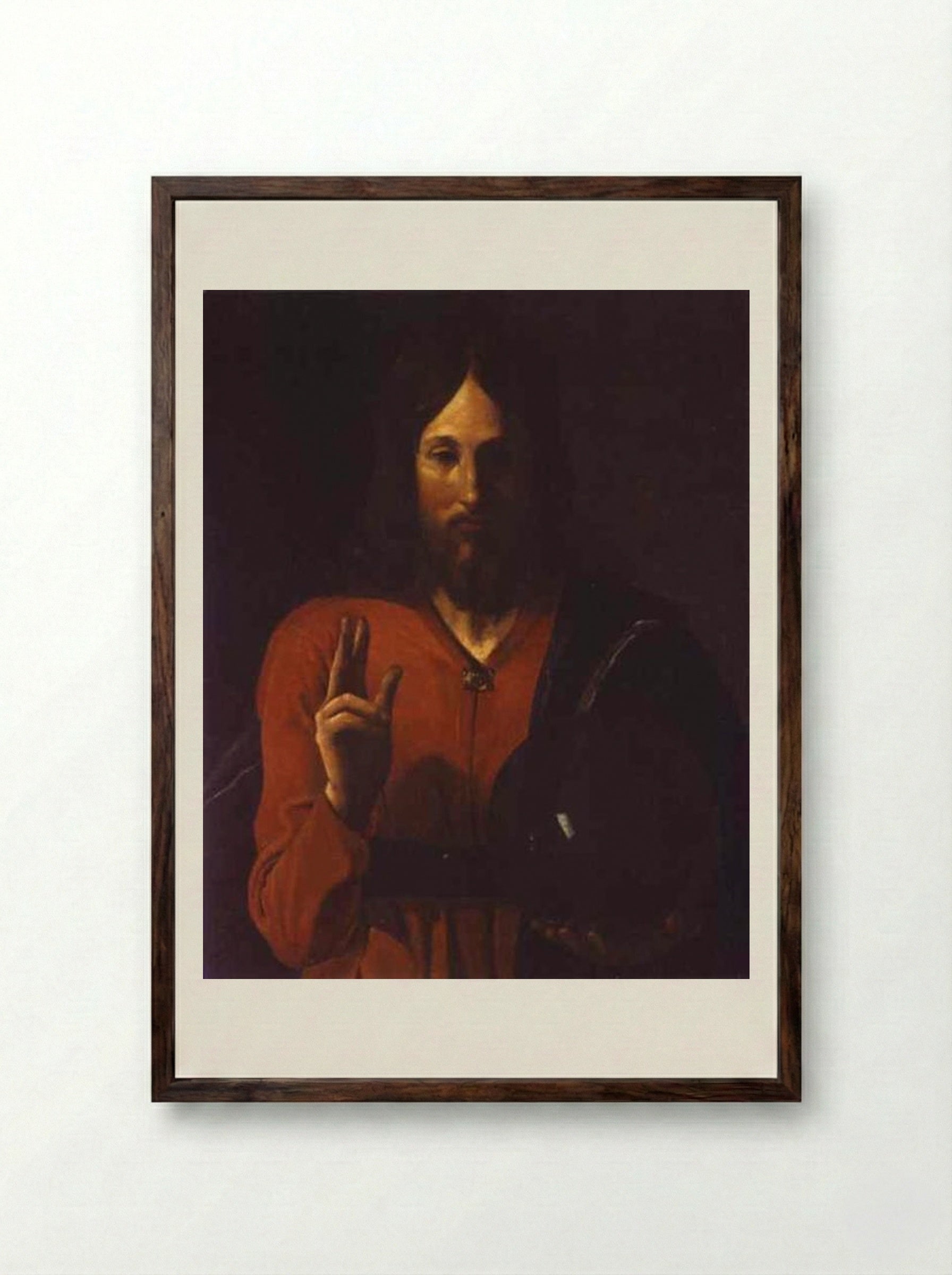 Christ Bénissant - Georges de la Tour - Framed Print Dark Wood