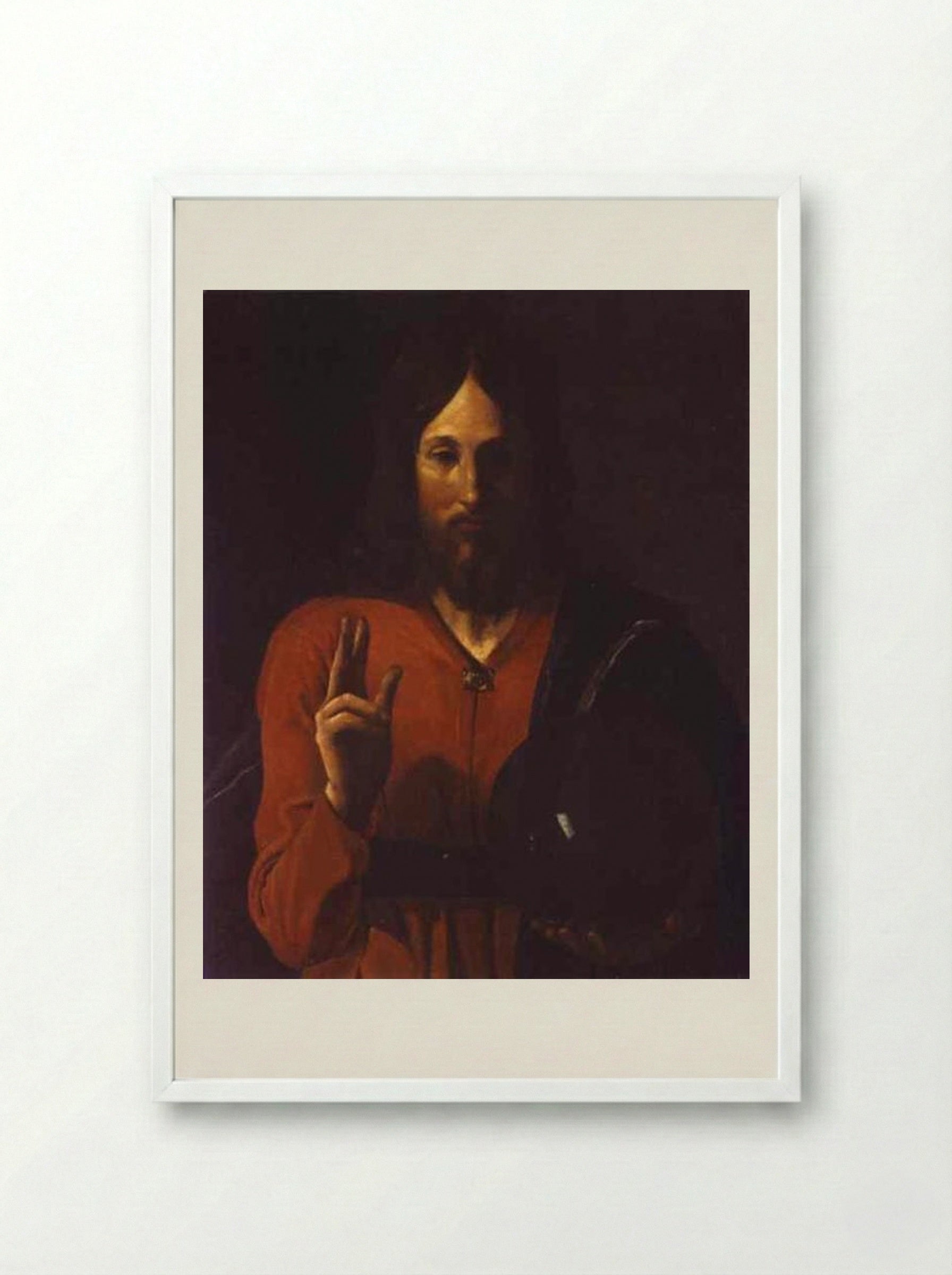 Christ Bénissant - Georges de la Tour - Framed Print White