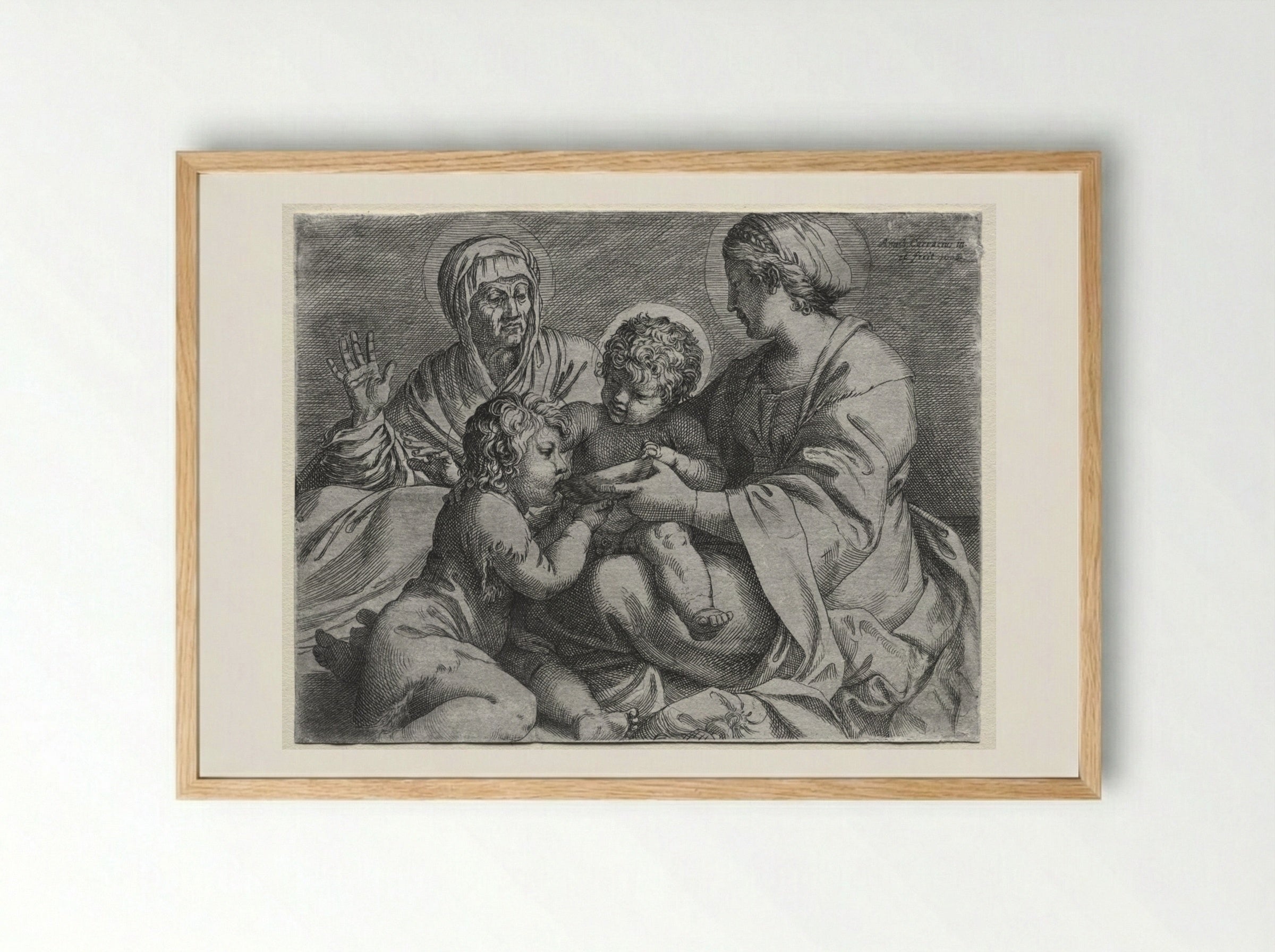 Madonna with the Bowl - Annibale Carracci - Framed Print Wood