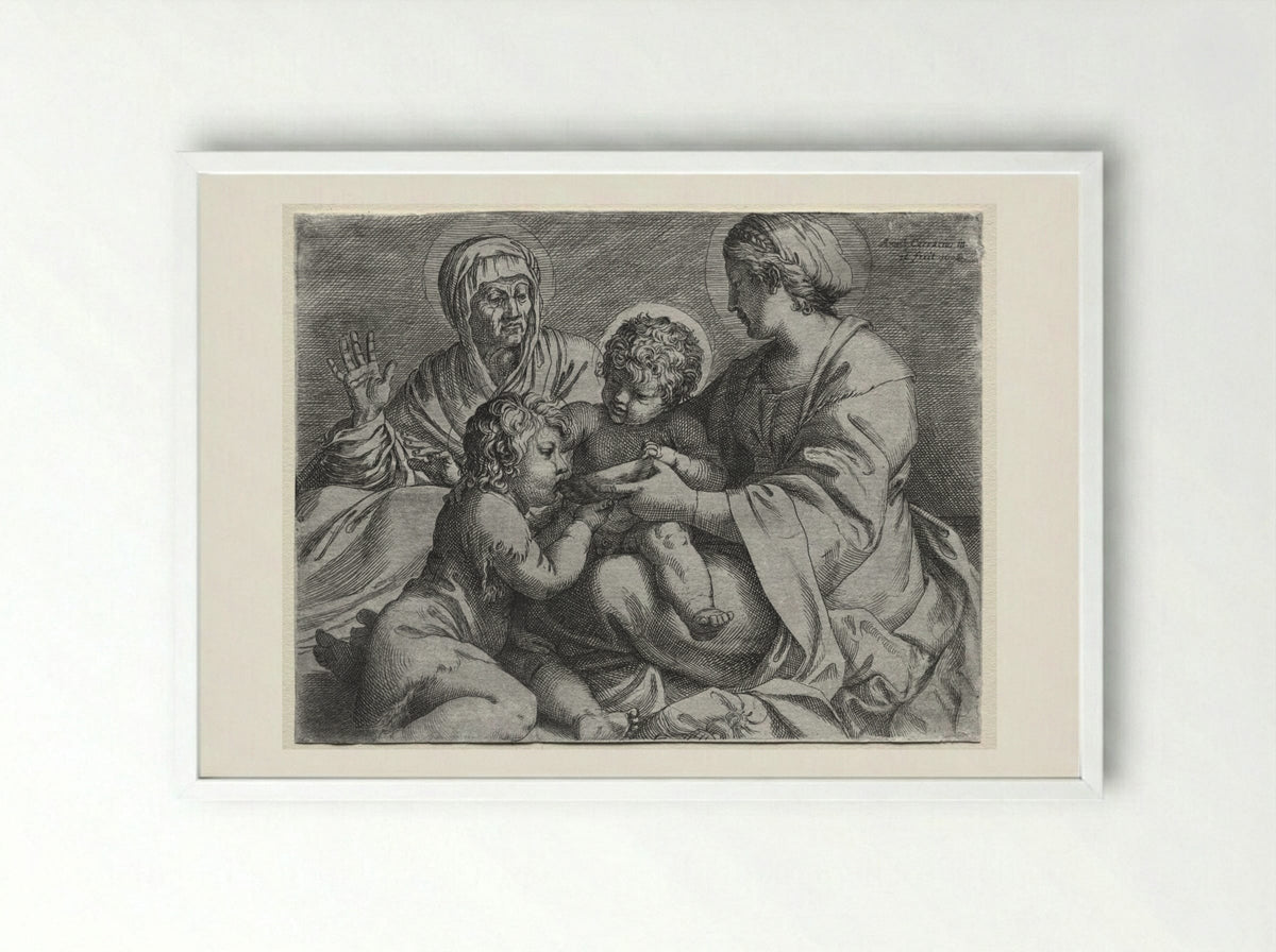 Madonna with the Bowl - Annibale Carracci - Framed Print White