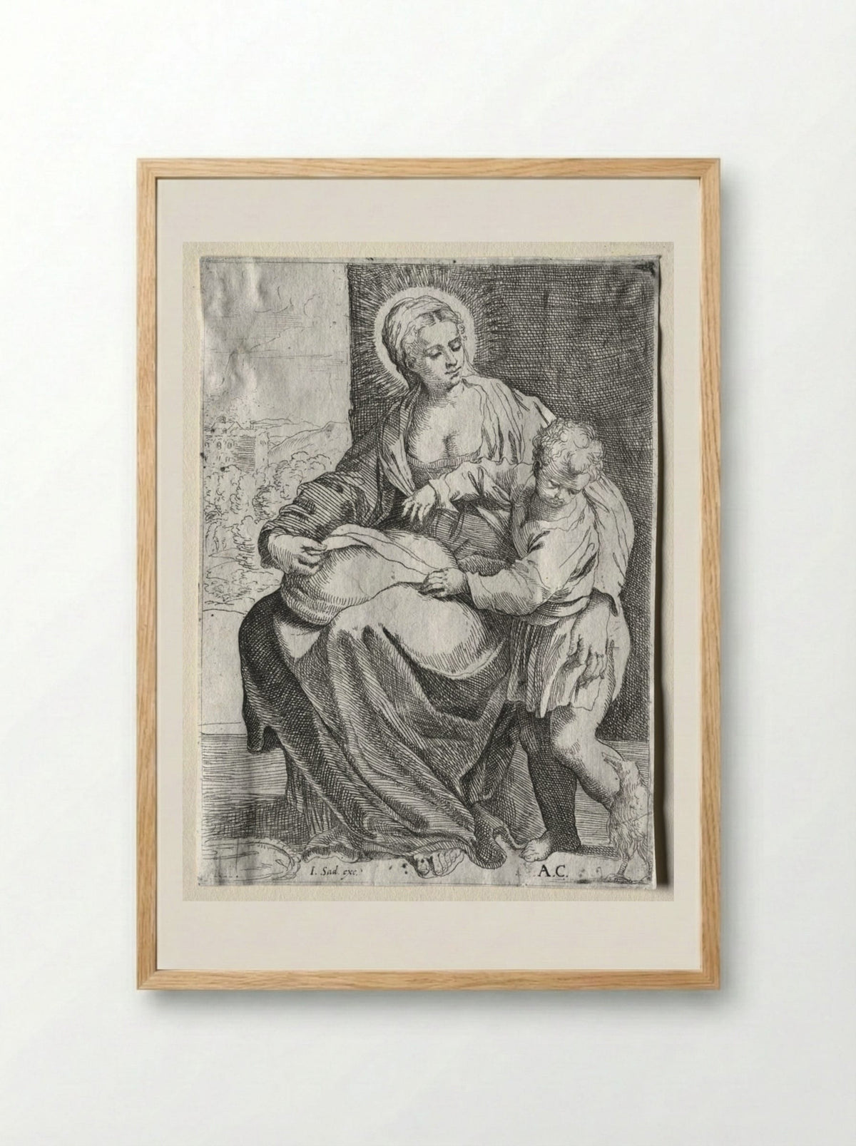 Madonna with the White Raven - Annibale Carracci - Framed Print Wood