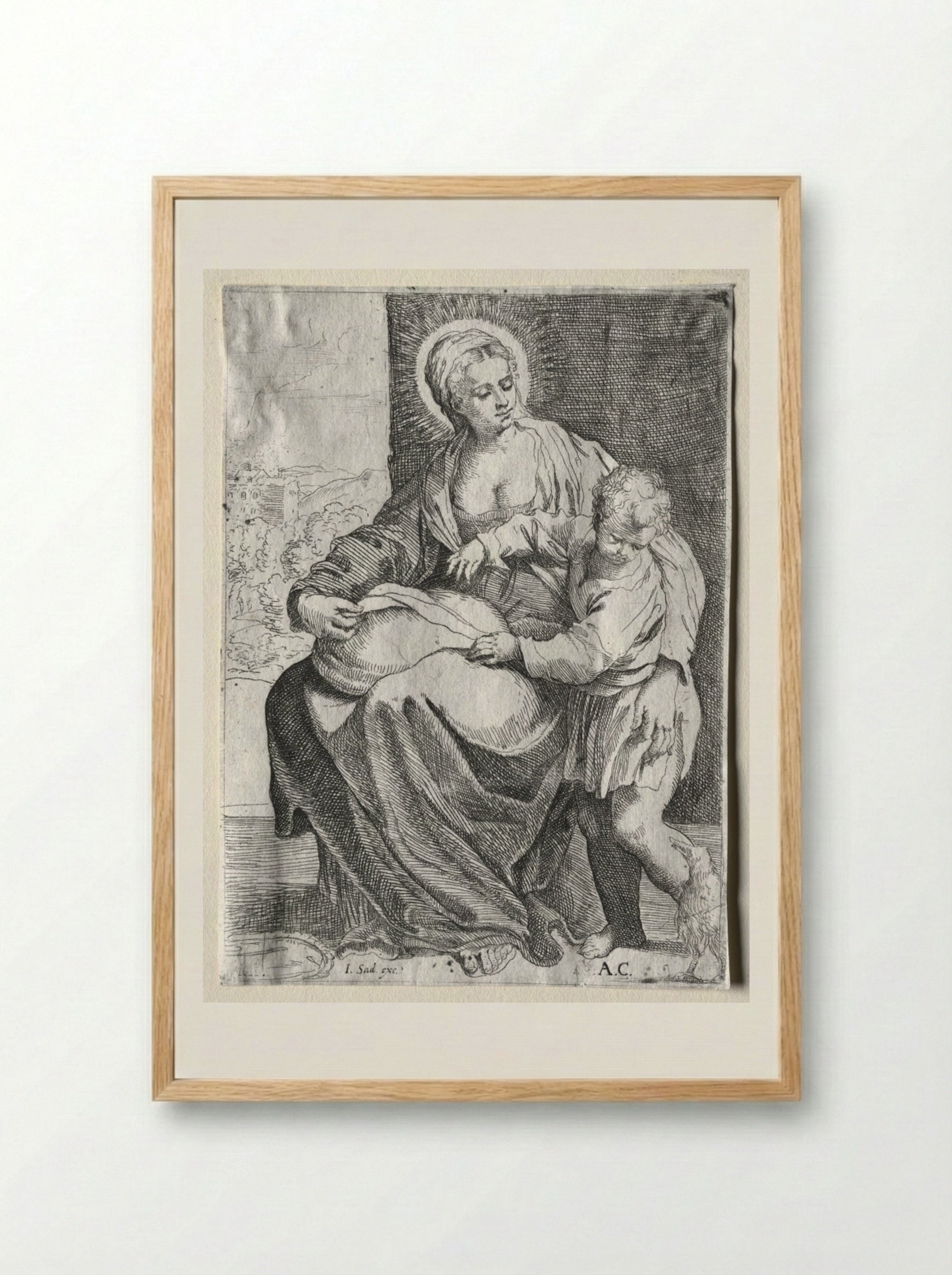 Madonna with the White Raven - Annibale Carracci - Framed Print Wood