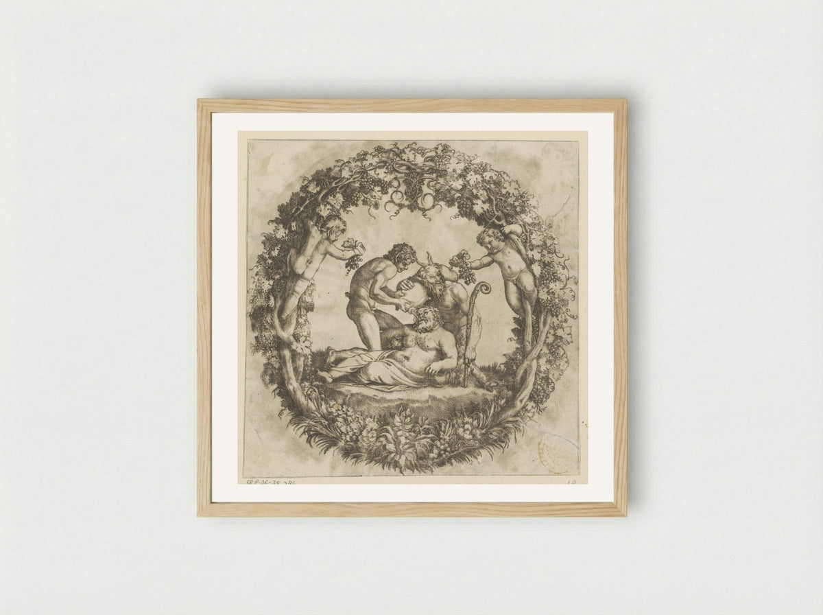 Drunken Silenus - Annibale Carracci - Framed Print Wood