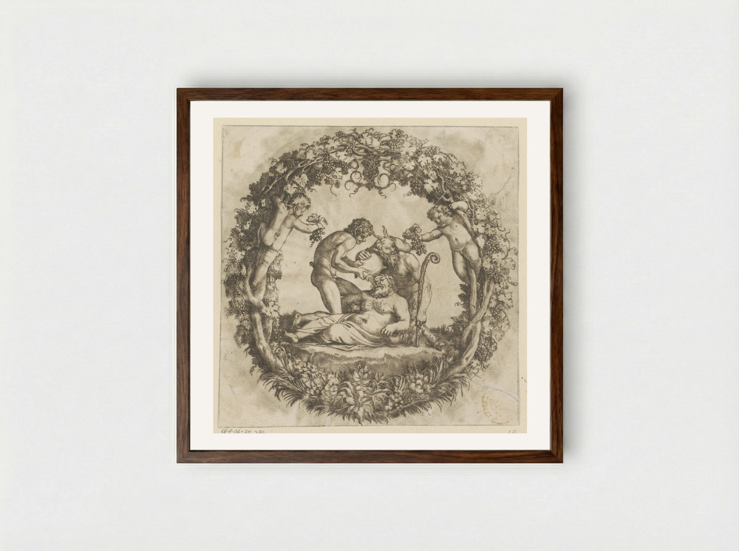 Drunken Silenus - Annibale Carracci - Framed Print Dark Wood