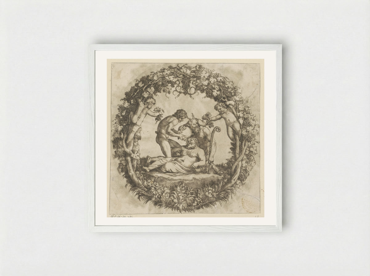 Drunken Silenus - Annibale Carracci - Framed Print White