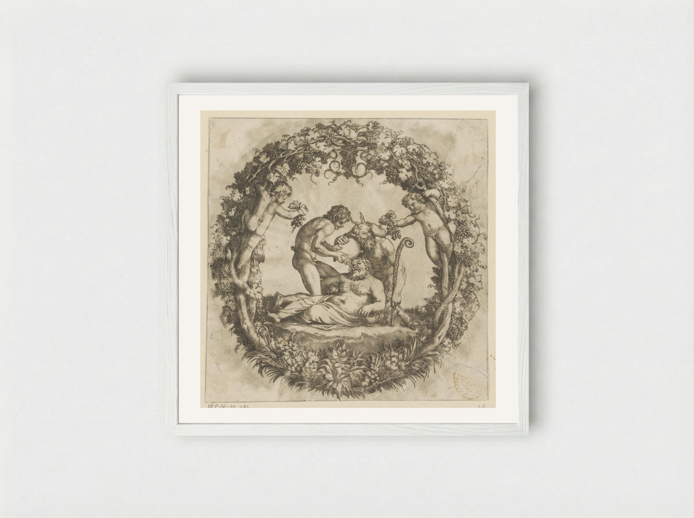 Drunken Silenus - Annibale Carracci - Framed Print White
