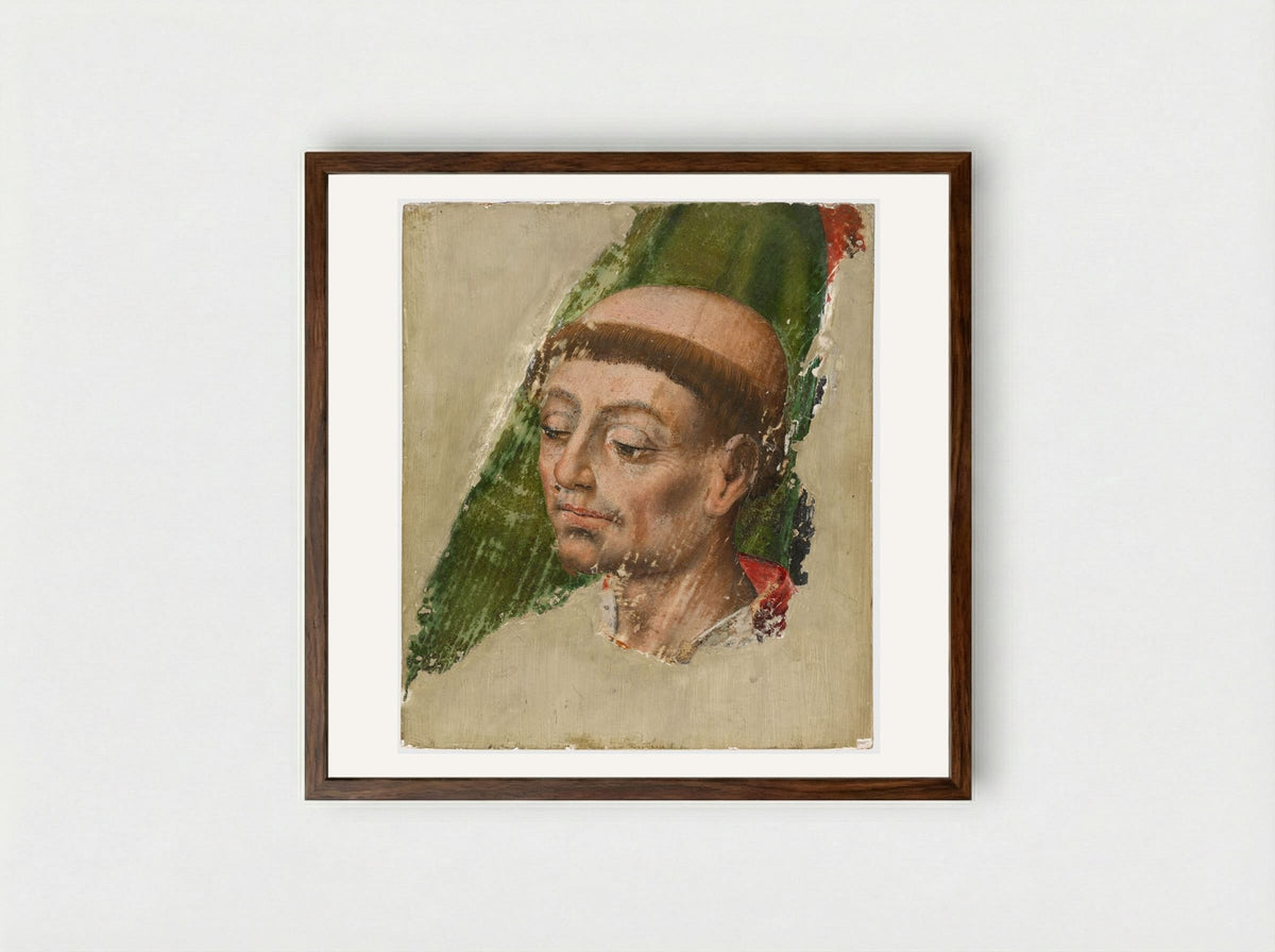 Head of a Monk - Fine Art Print - Framed Print Dark Wood
