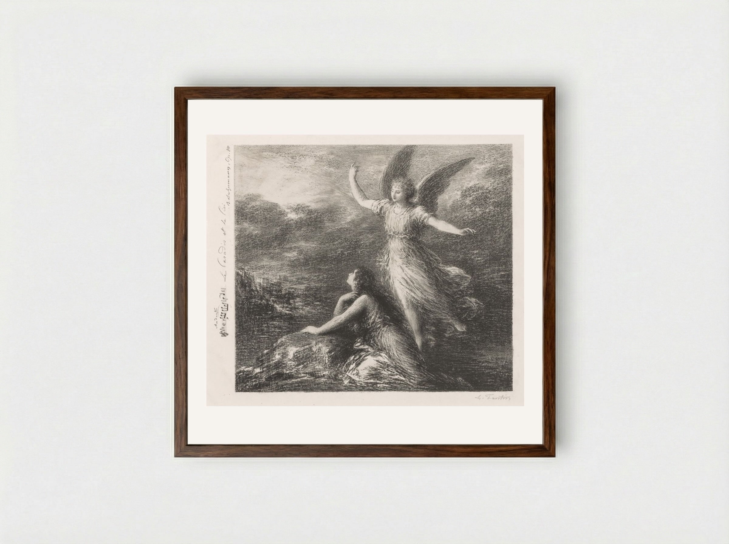 Debut from Paradise and the Peri (Second Plate) - Henri Fantin-Latour - Framed Print Dark Wood