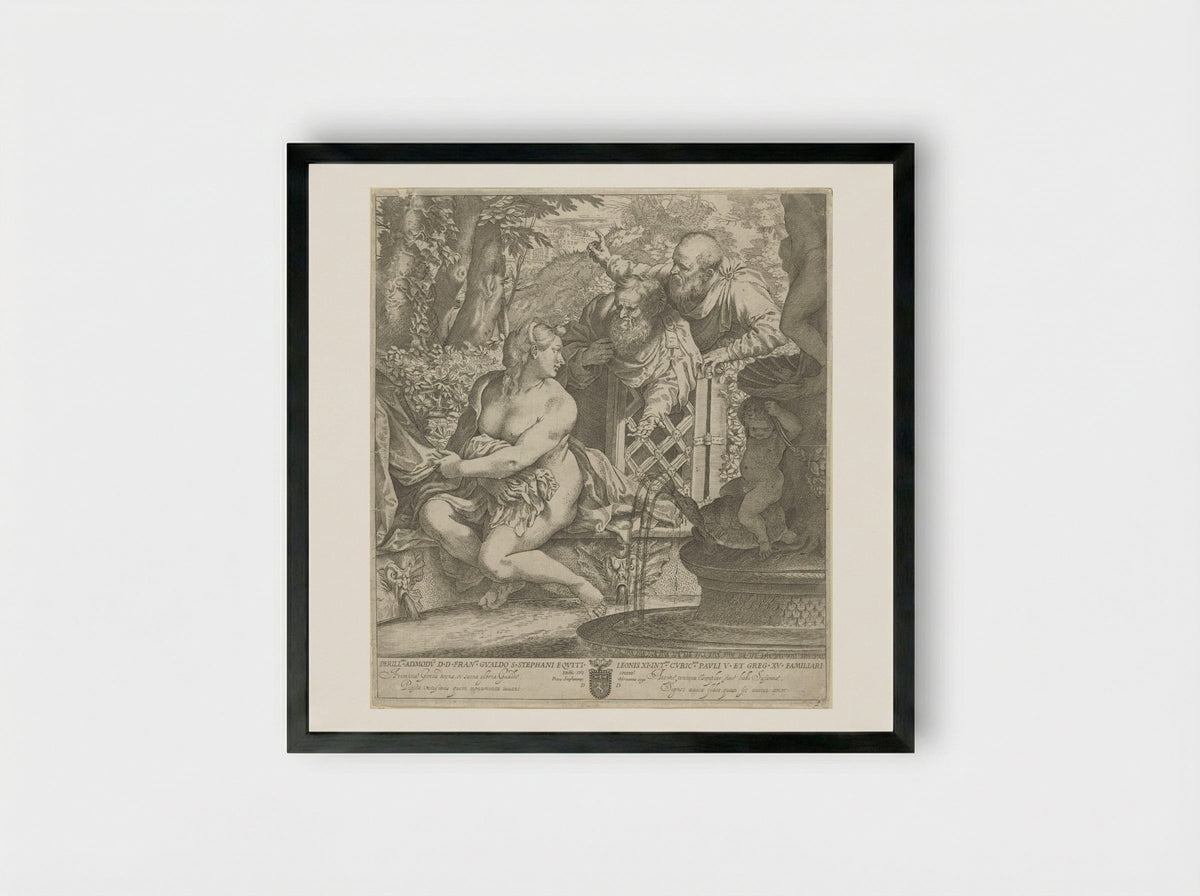 Susanna and the Elders - Annibale Carracci - Framed Print Black
