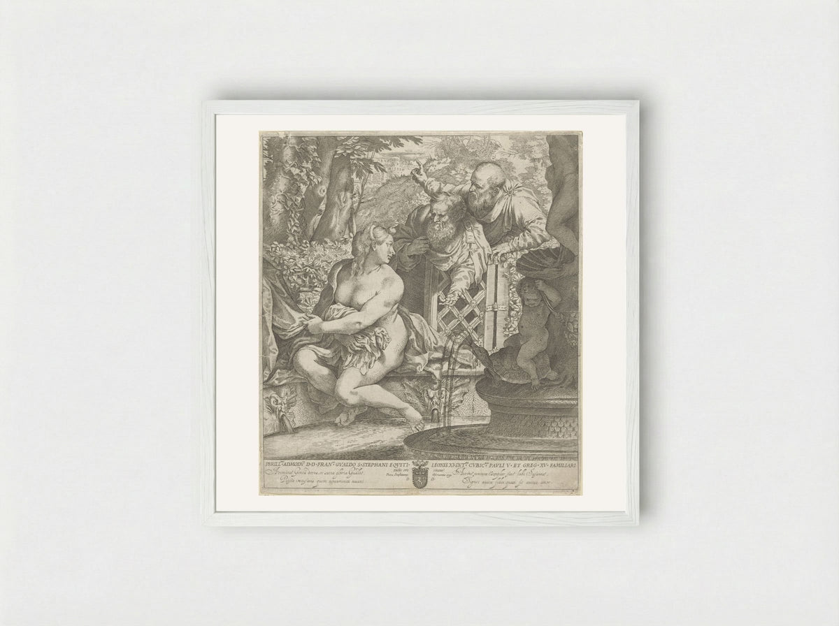 Susanna and the Elders - Annibale Carracci - Framed Print White