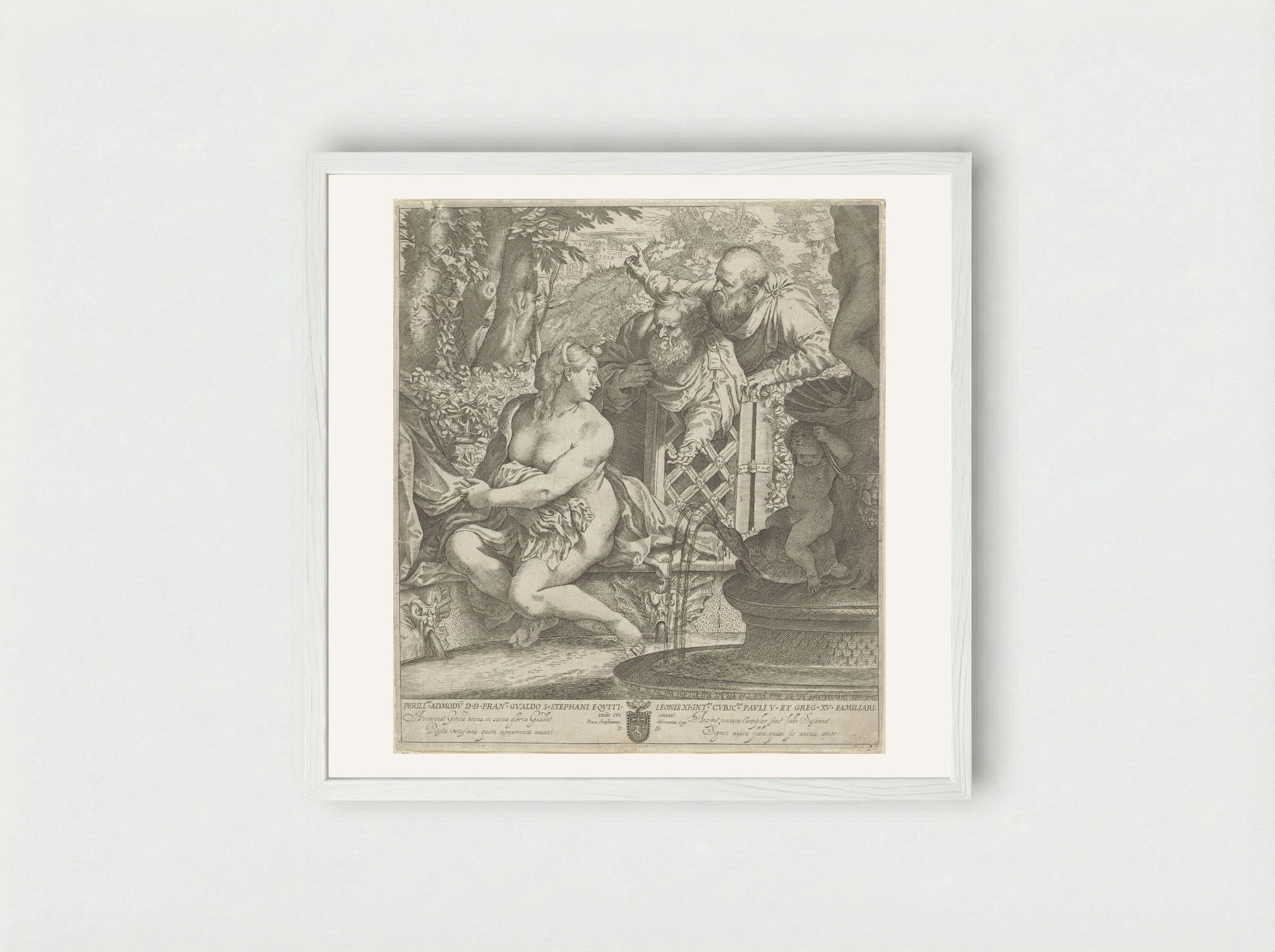 Susanna and the Elders - Annibale Carracci - Framed Print White