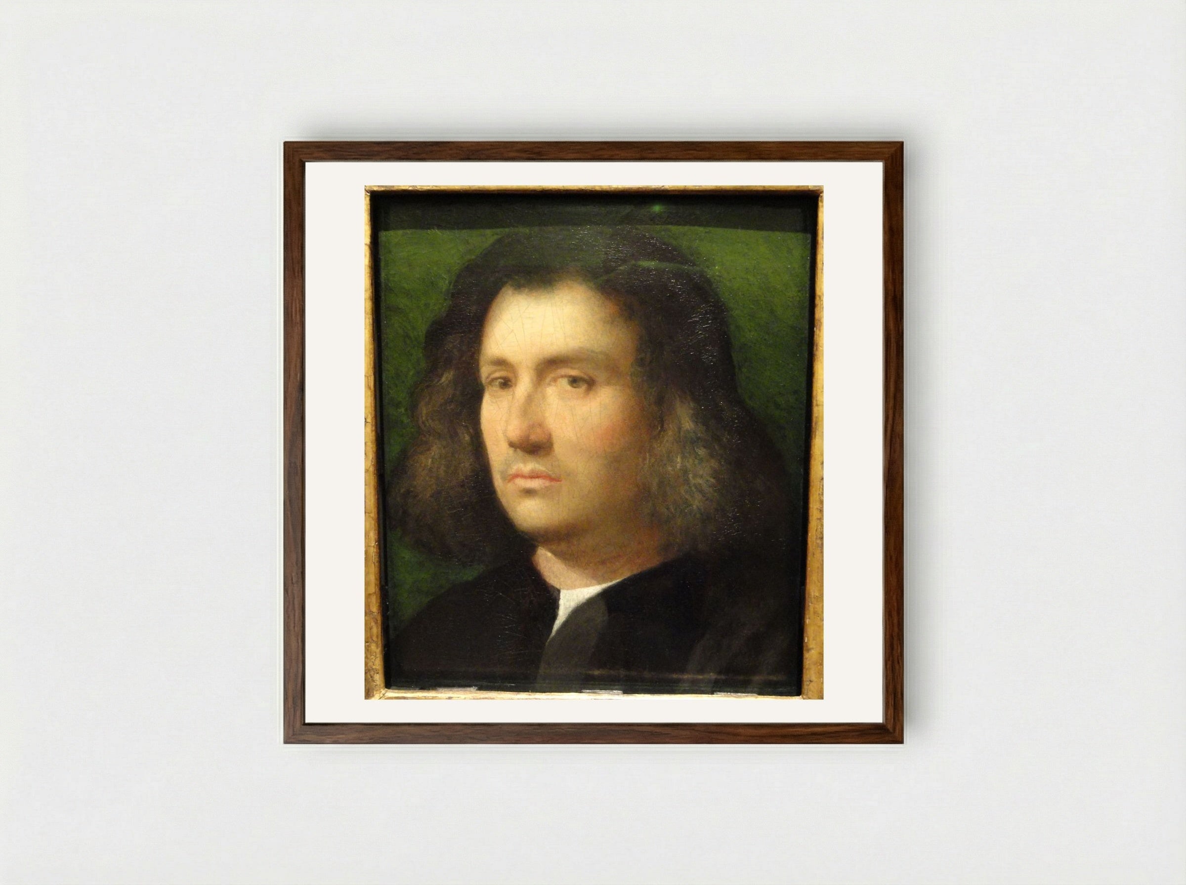 Portrait of a Man (Terris Portrait) - Giorgione - Framed Print Dark Wood