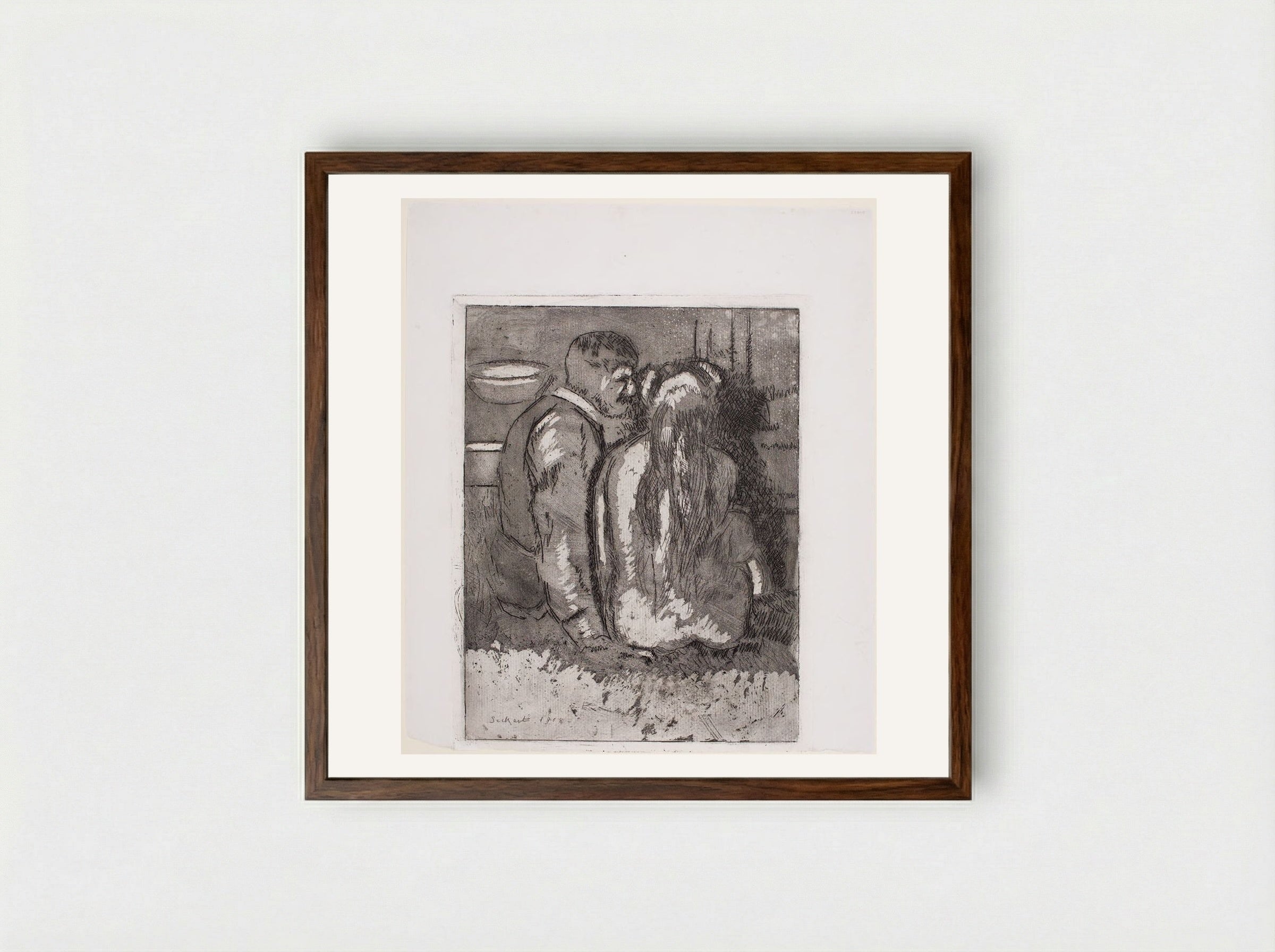 The Camden Town Murder (The Large Plate) - Walter Sickert - Framed Print Dark Wood