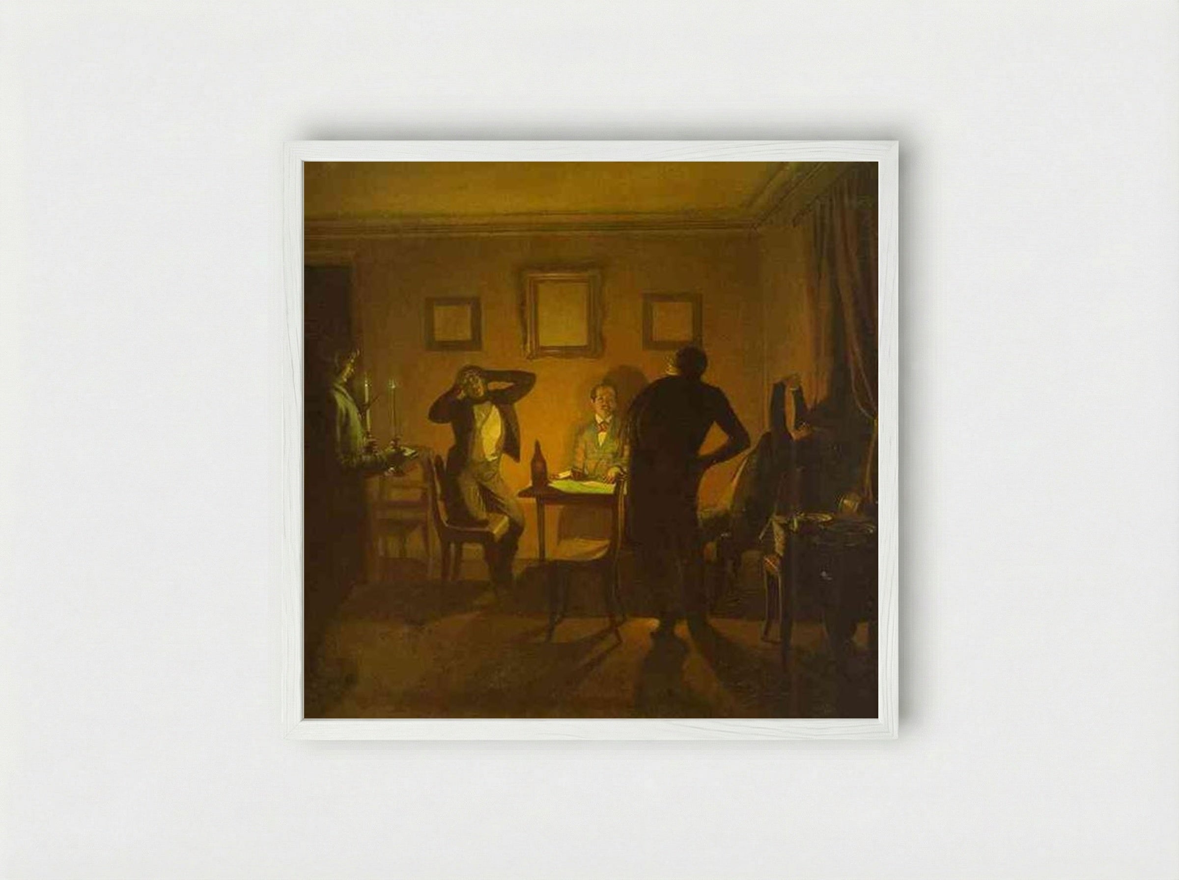 Gamblers - Pavel Fedotov - Framed Print White