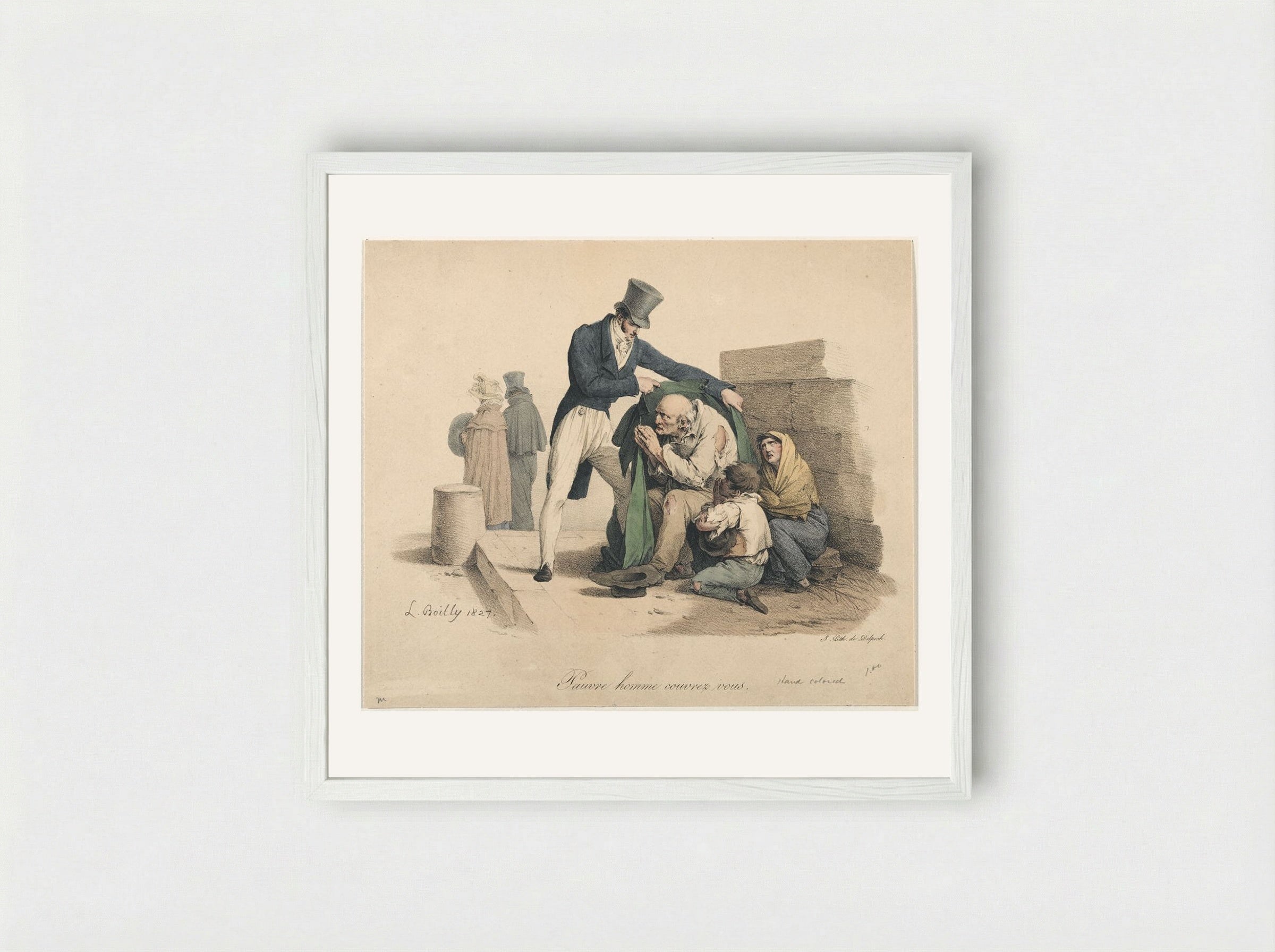 Pauvre homme couvrez vous - Louis-Léopold Boilly - Framed Print White