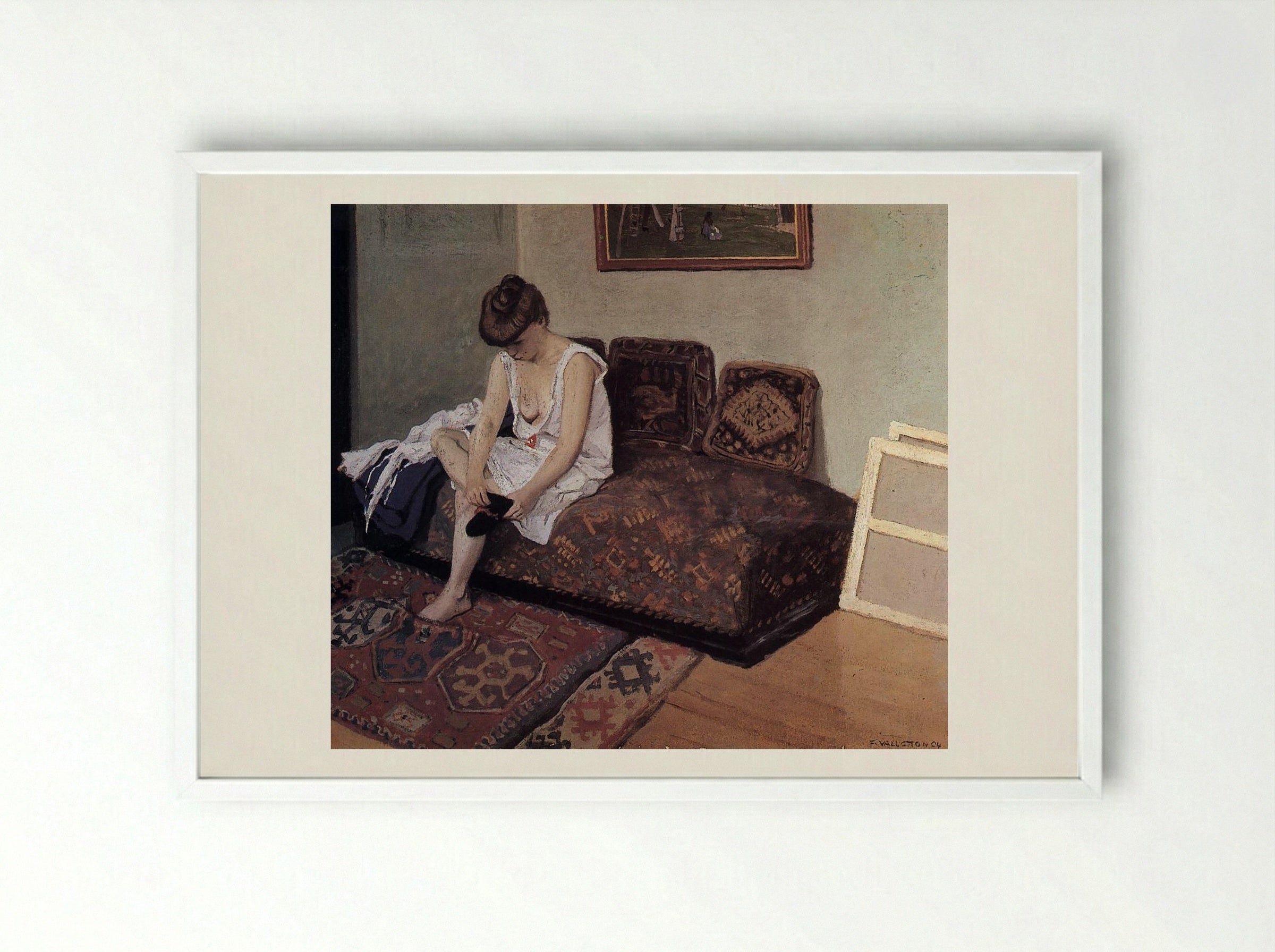 The Black Stocking - Félix Vallotton - Framed Print White