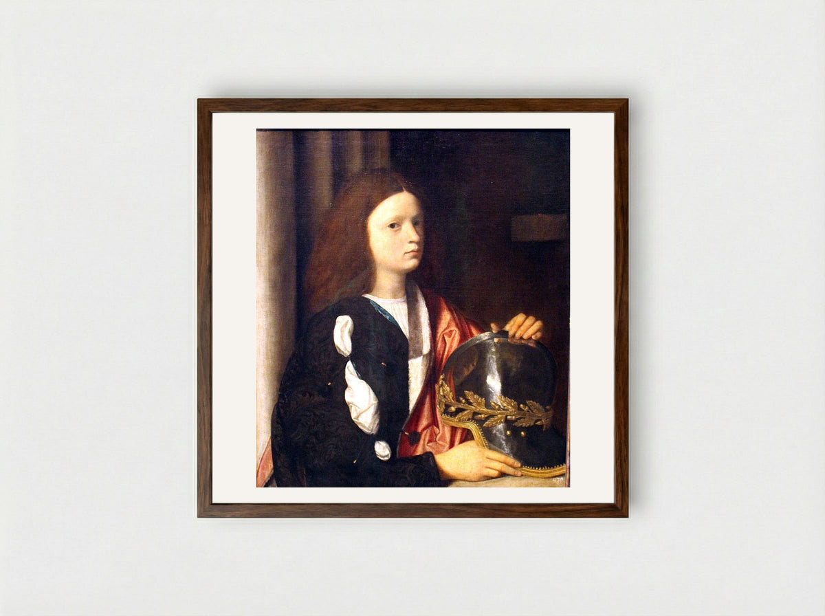 Portrait of Francesco Maria della Rovere - Giorgione - Framed Print Dark Wood