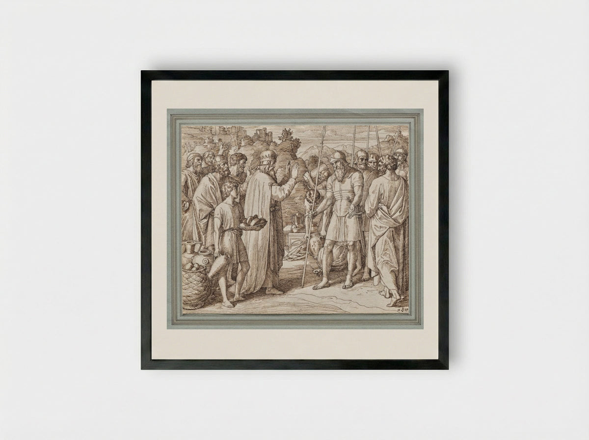 Melchizedek Blessing Abraham - Julius Schnorr von Carolsfeld - Framed Print Black
