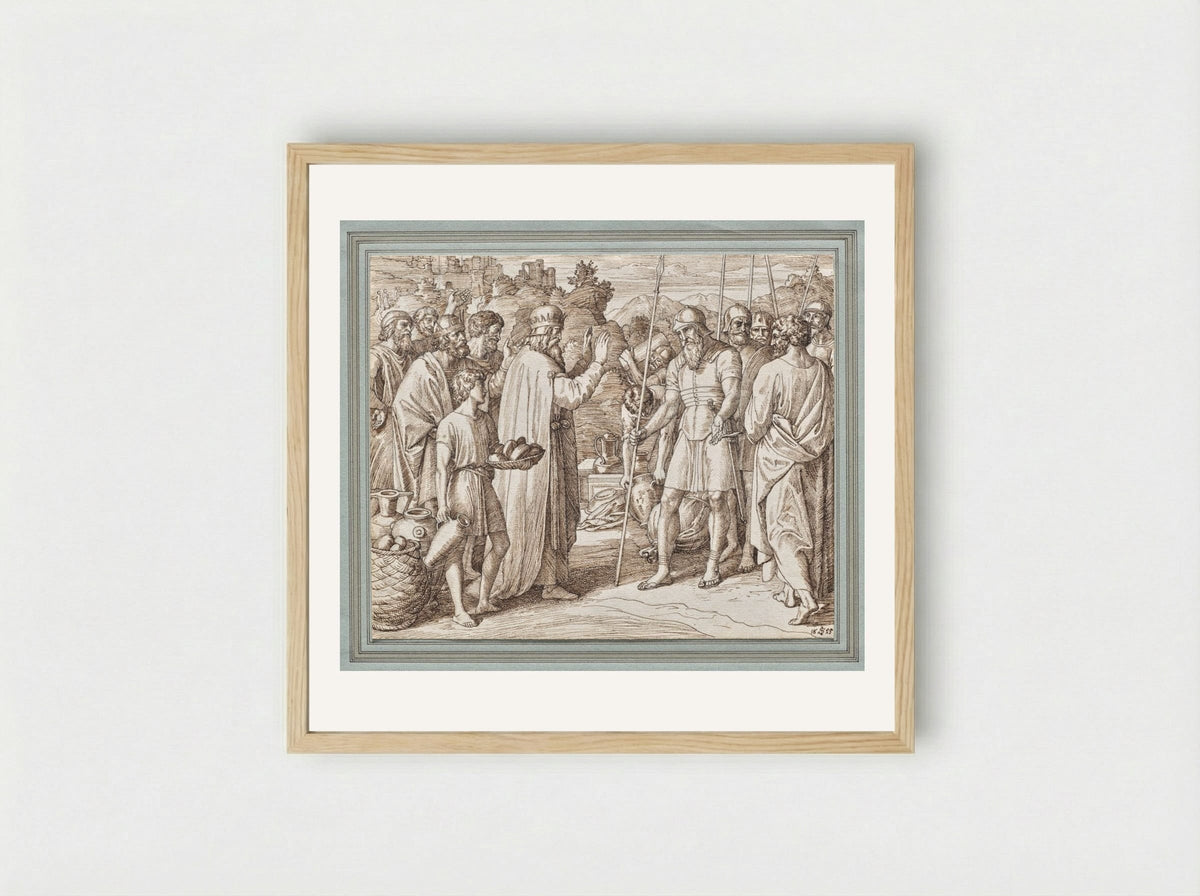 Melchizedek Blessing Abraham - Julius Schnorr von Carolsfeld - Framed Print Wood