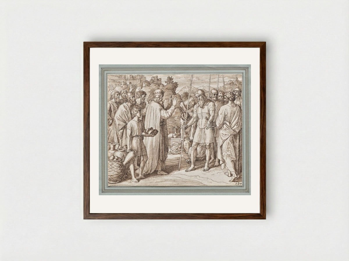 Melchizedek Blessing Abraham - Julius Schnorr von Carolsfeld - Framed Print Dark Wood