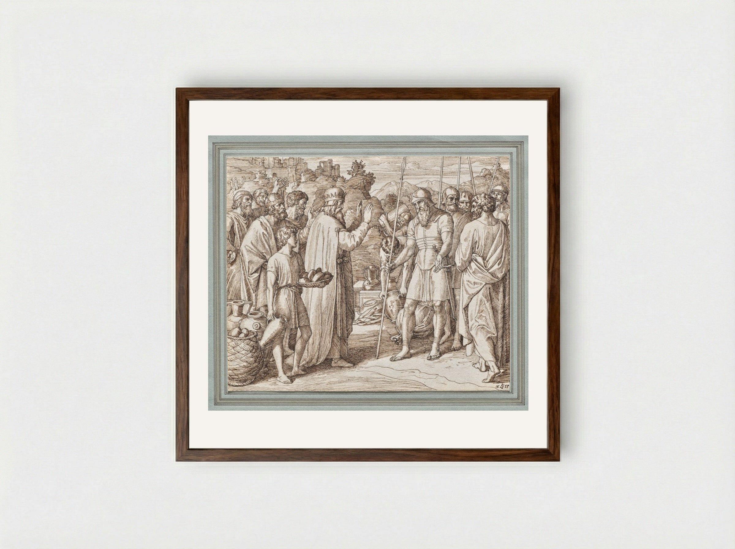 Melchizedek Blessing Abraham - Julius Schnorr von Carolsfeld - Framed Print Dark Wood