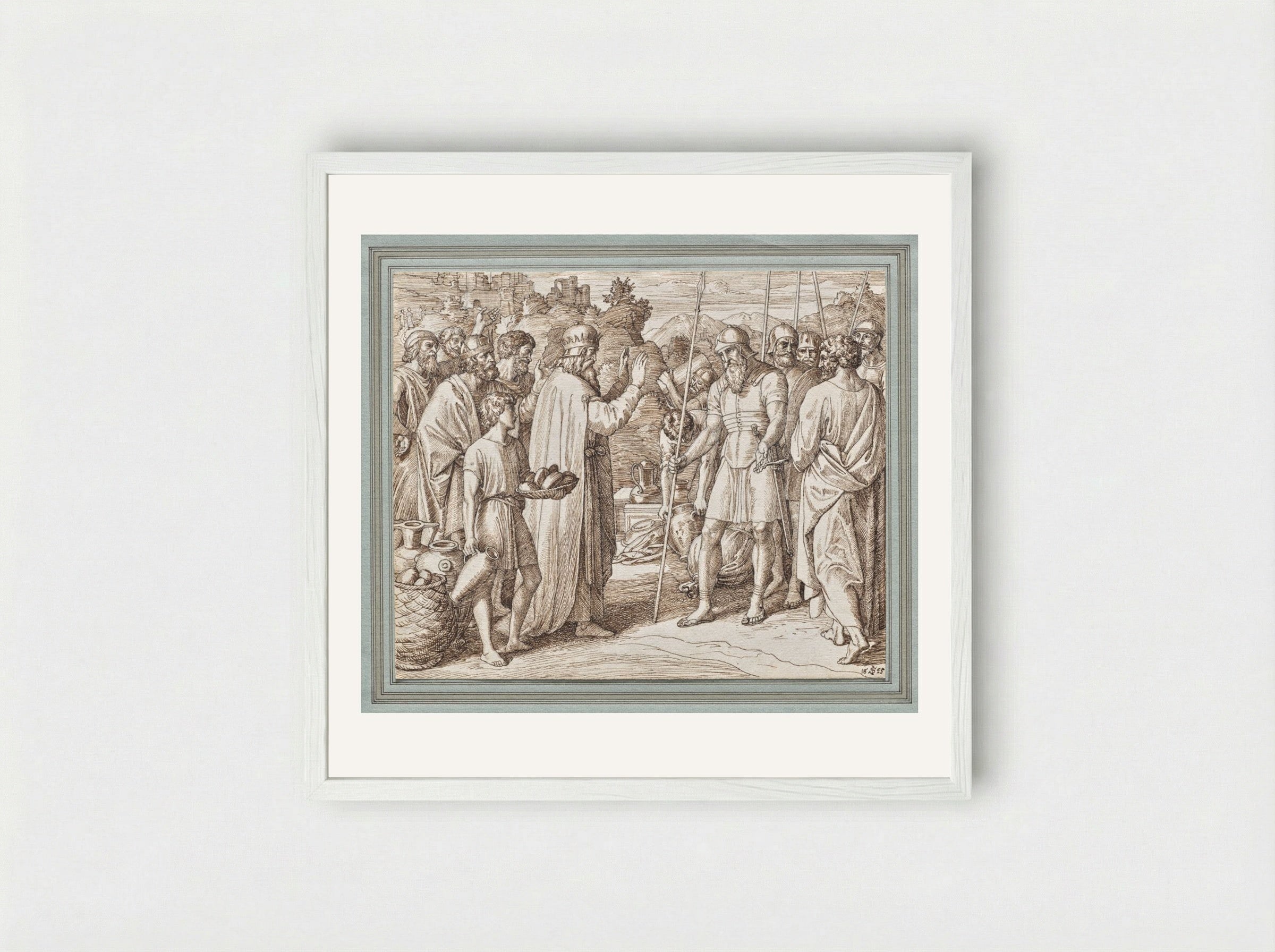 Melchizedek Blessing Abraham - Julius Schnorr von Carolsfeld - Framed Print White