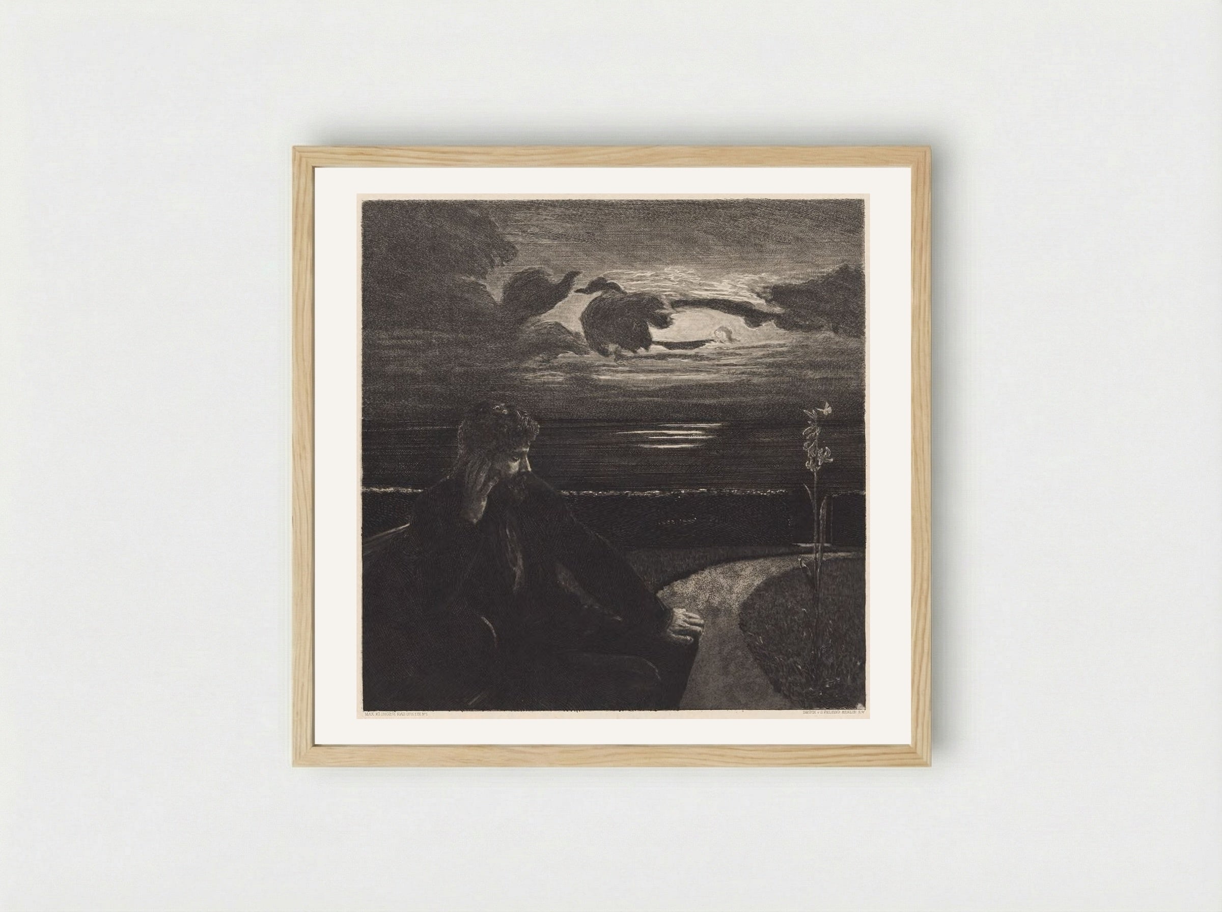Night, from the portfolio On Death, Part One, Opus XI - Max Klinger - Framed Print Wood