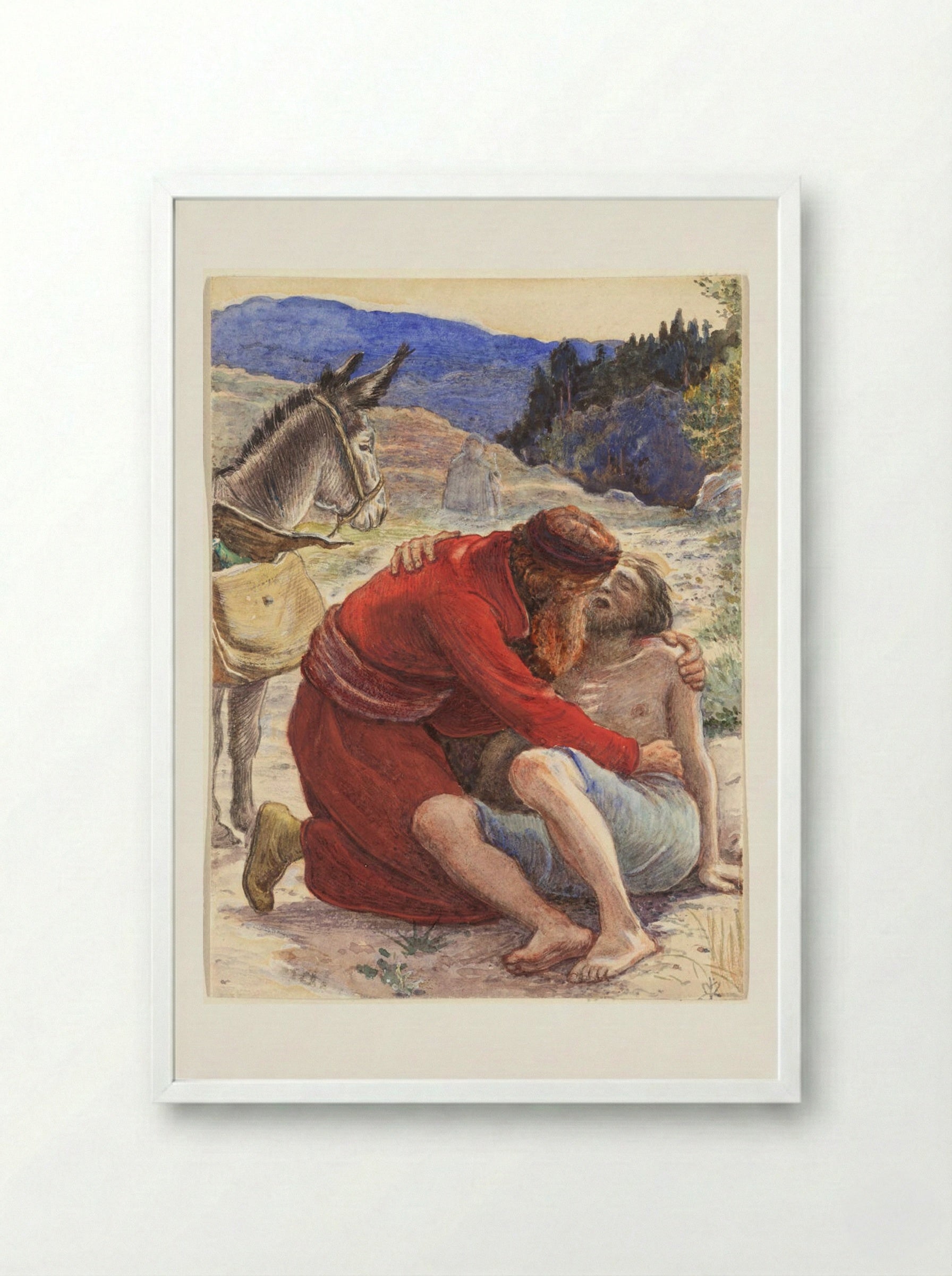 The Good Samaritan - John Everett Millais - Framed Print White