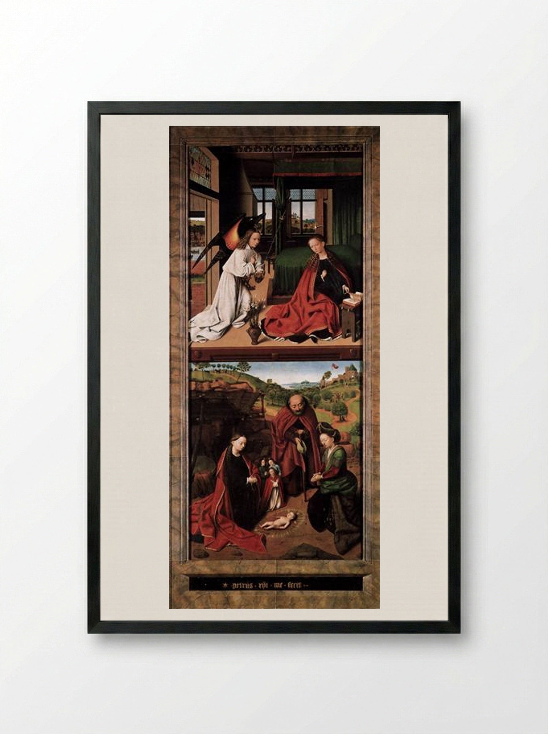Annunciation and Nativity - Petrus Christus - Framed Print Black