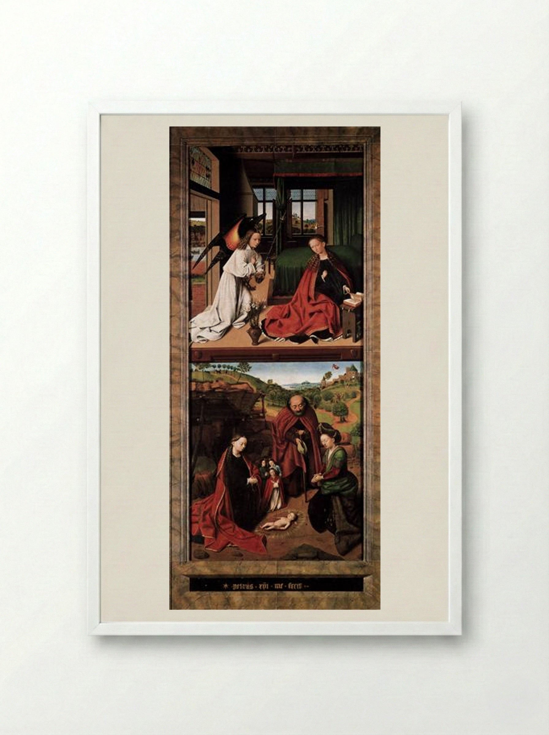 Annunciation and Nativity - Petrus Christus - Framed Print White