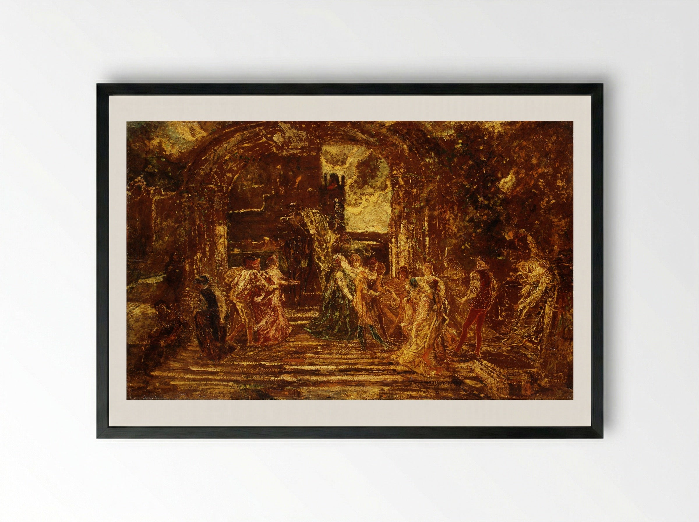 The Court of the Princess - Adolphe Monticelli - Framed Print Black