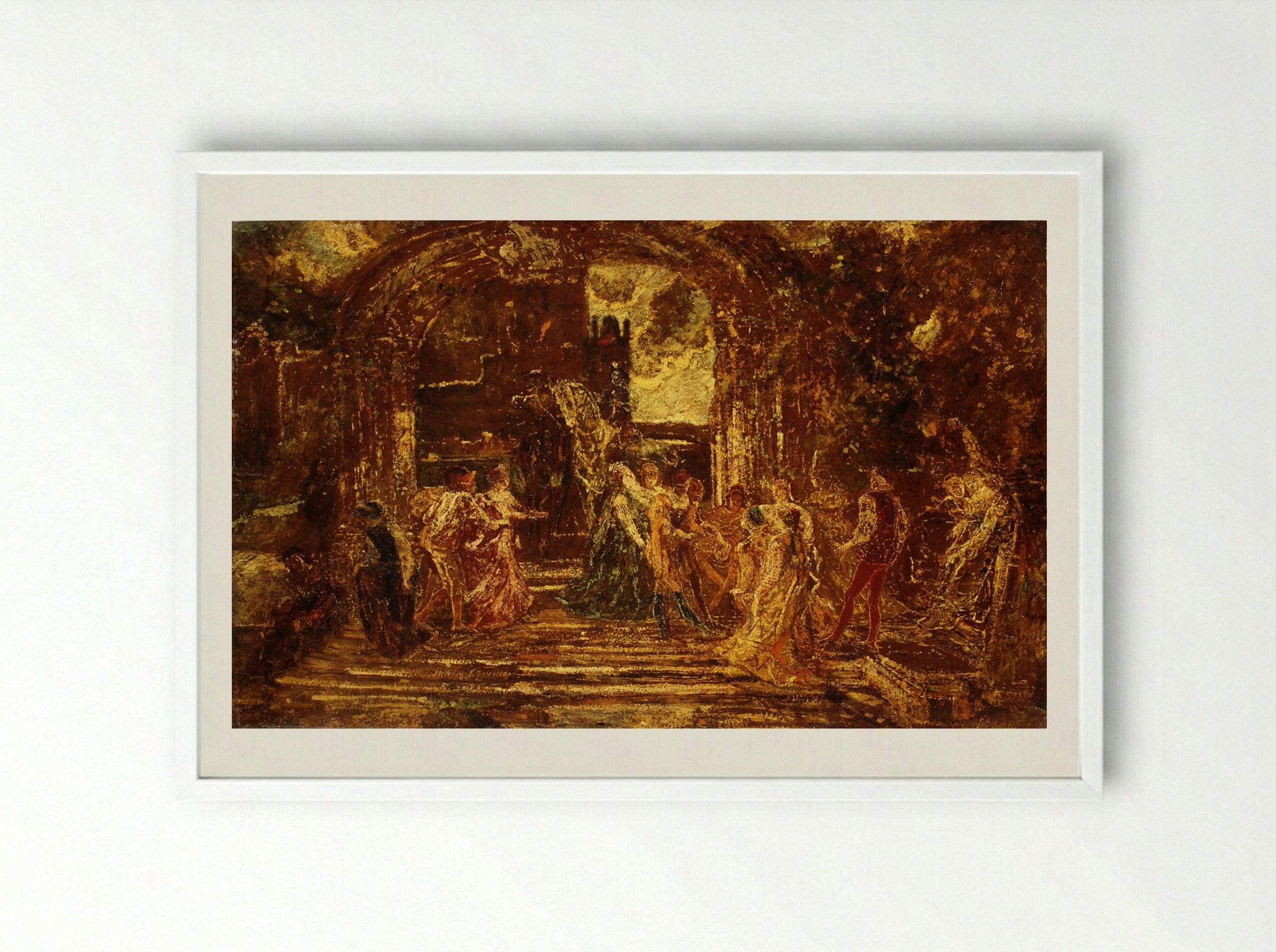 The Court of the Princess - Adolphe Monticelli - Framed Print White