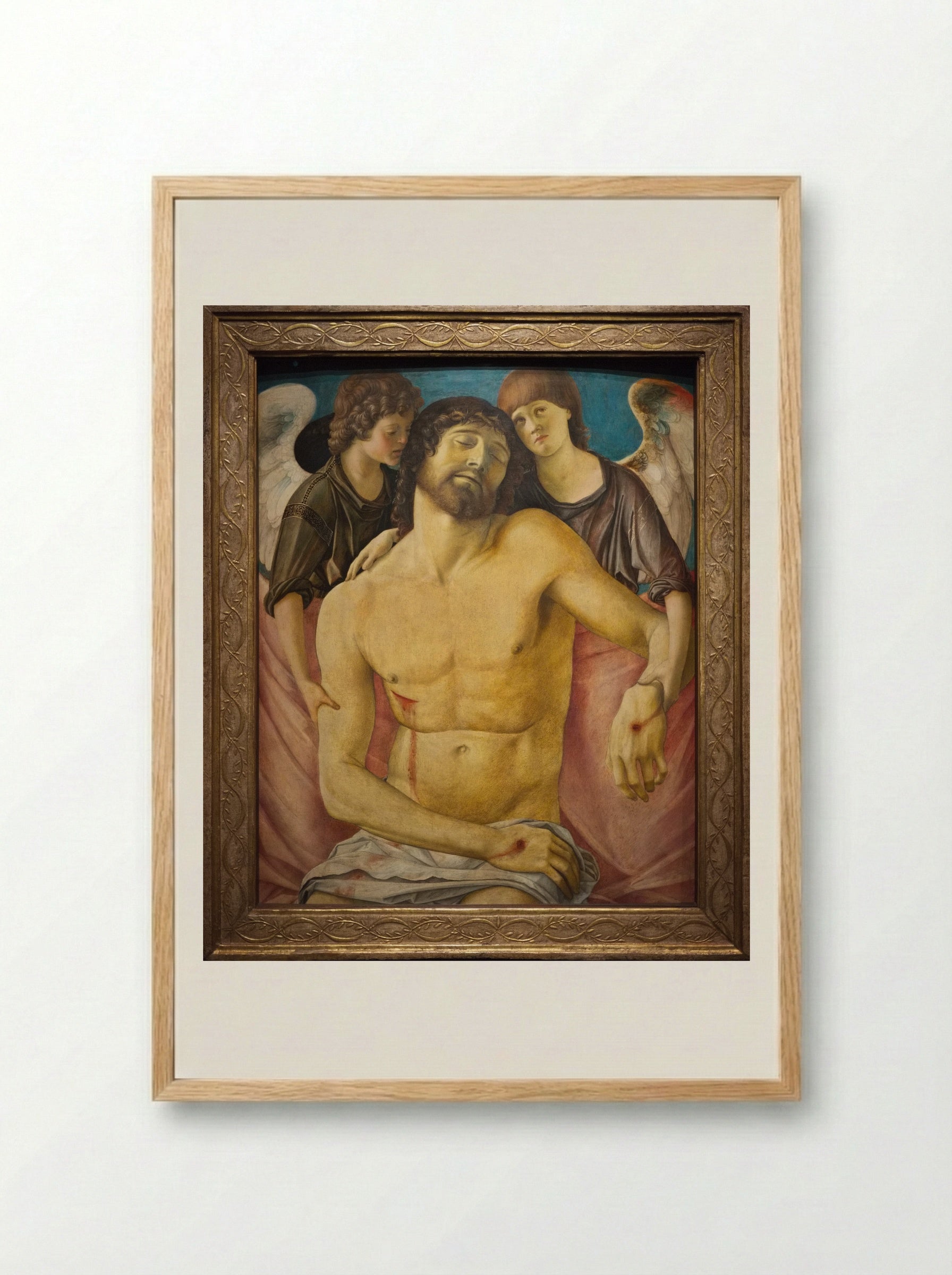Dead Christ Supported by Angels - Giovanni Bellini - Framed Print Wood