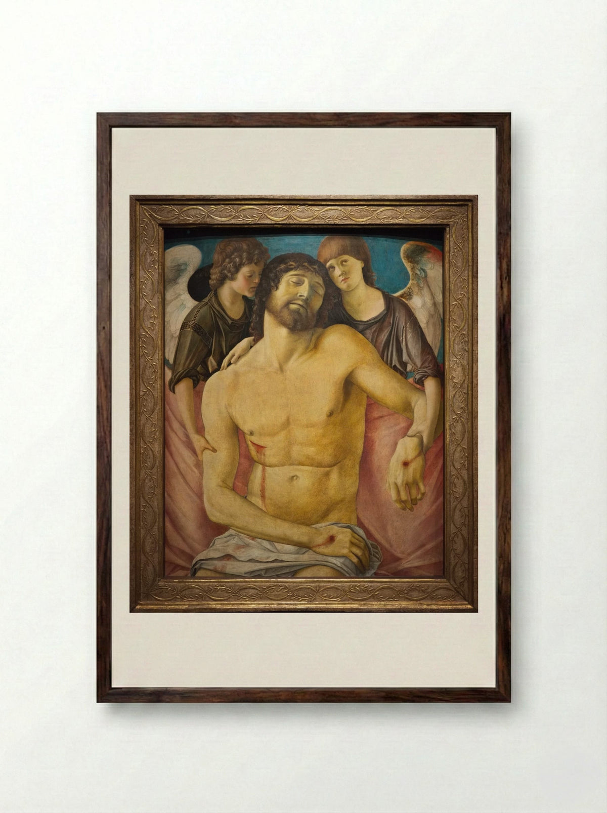 Dead Christ Supported by Angels - Giovanni Bellini - Framed Print Dark Wood